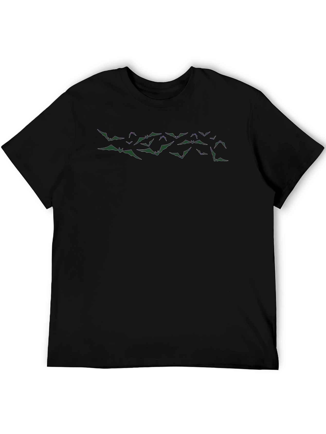 Bat Print Crew Neck Tee - Modern Graphic Shirt