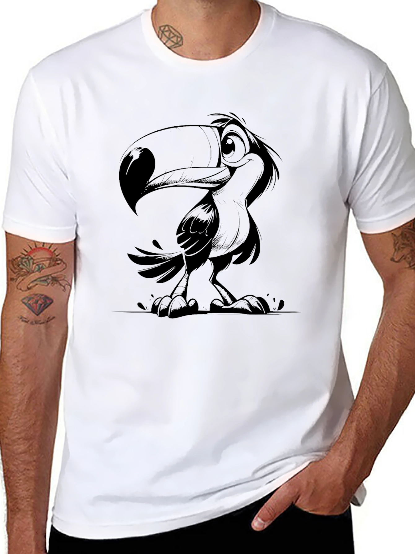 Toucan Graphic Print Black T-Shirt