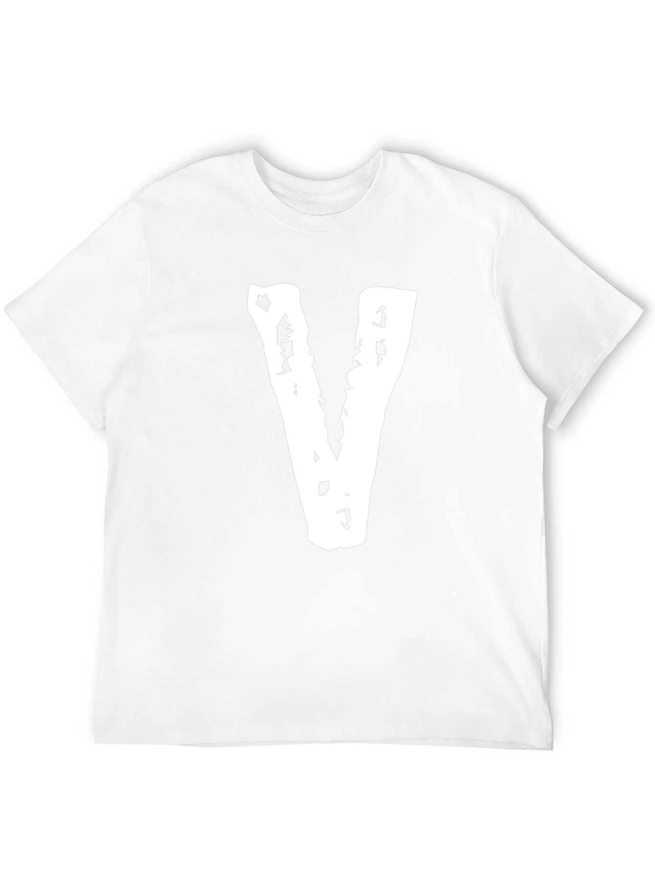 Black Tee with Distressed White V