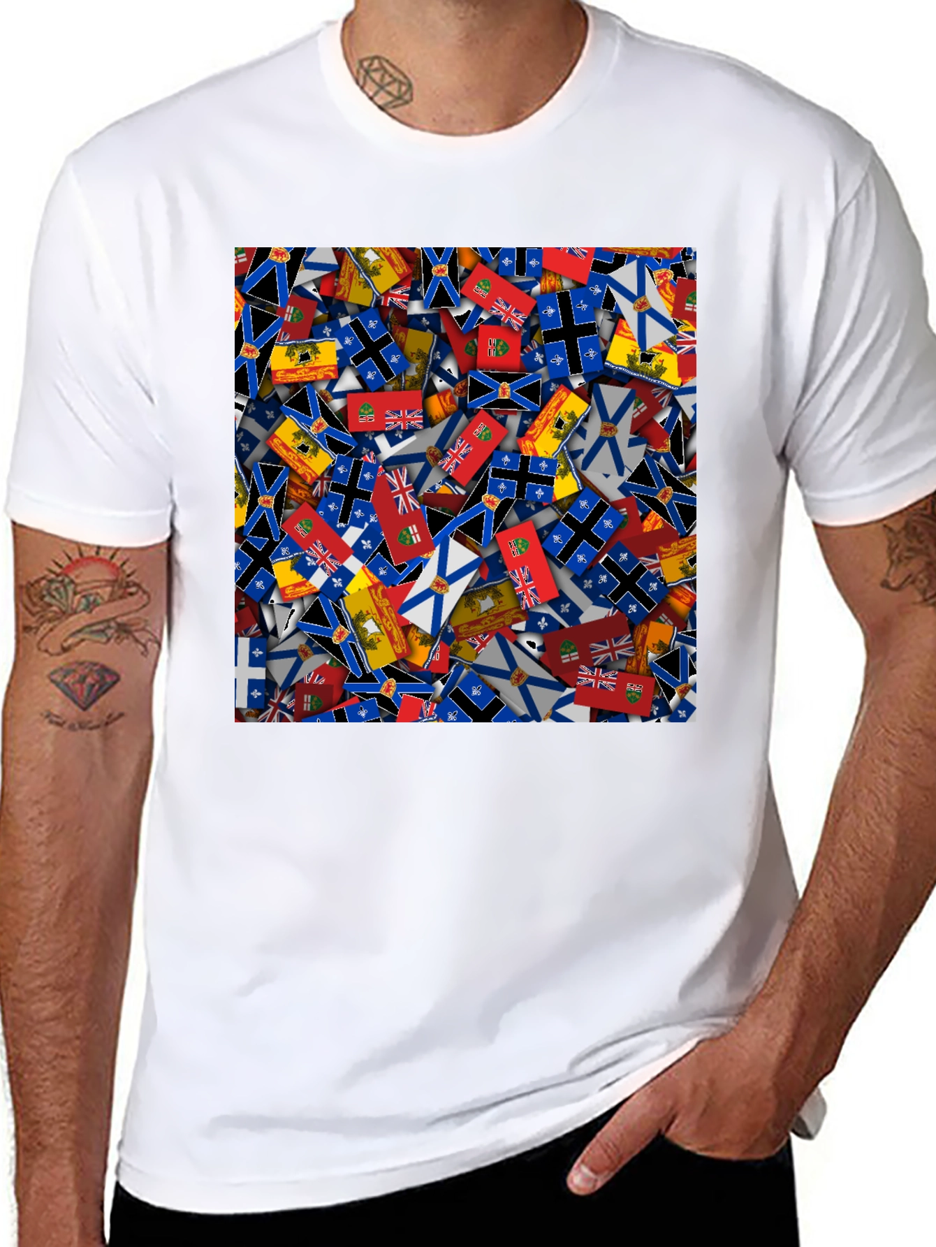 Canada Provinces Flags Graphic Tee - Black