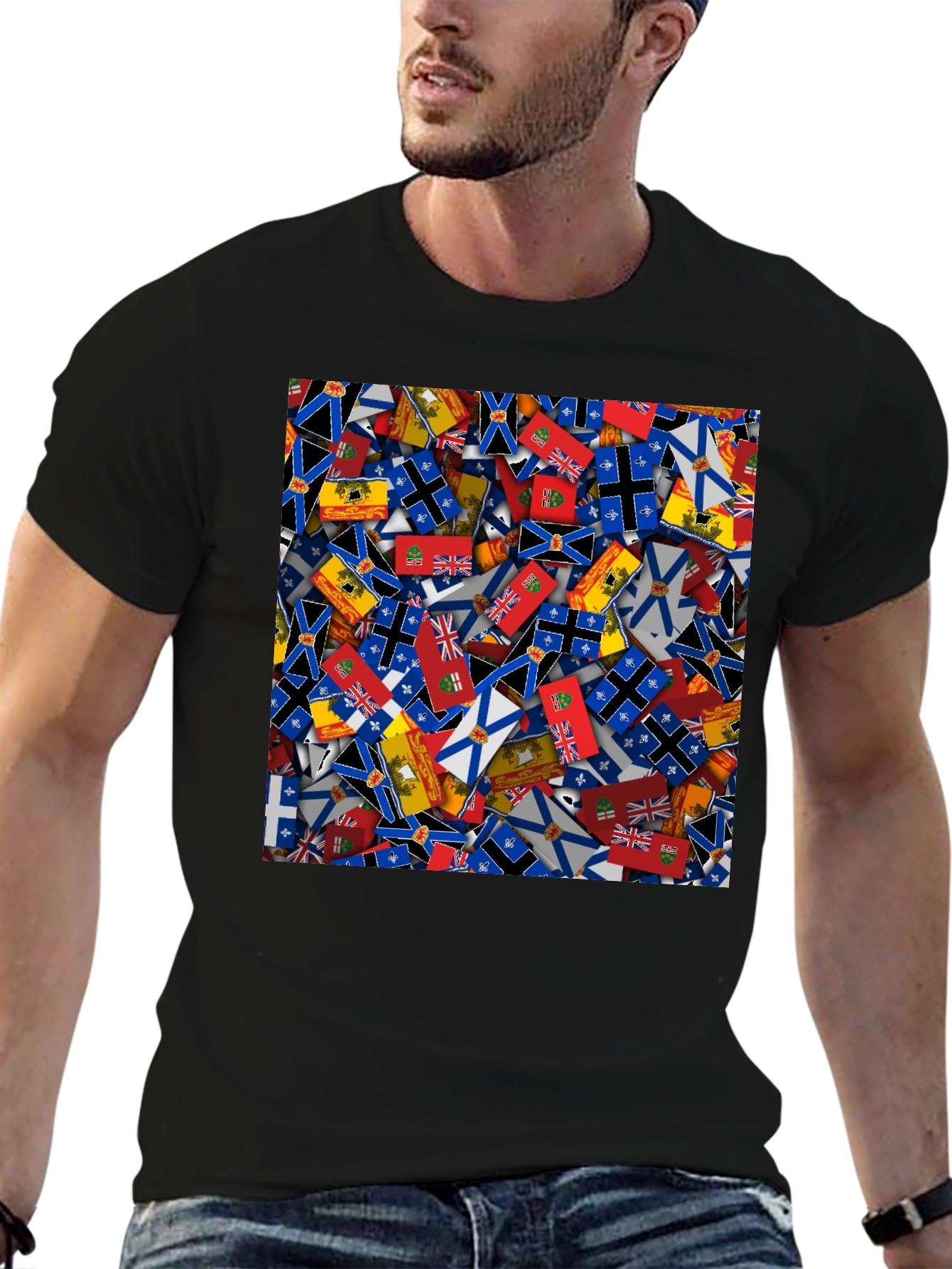 Canada Provinces Flags Graphic Tee - Black