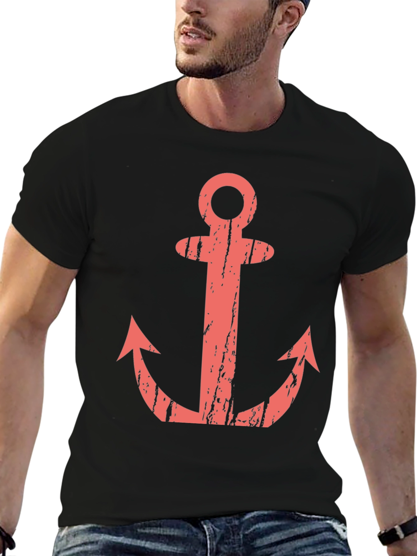 Anchor Graphic T-Shirt - Black Casual Tee