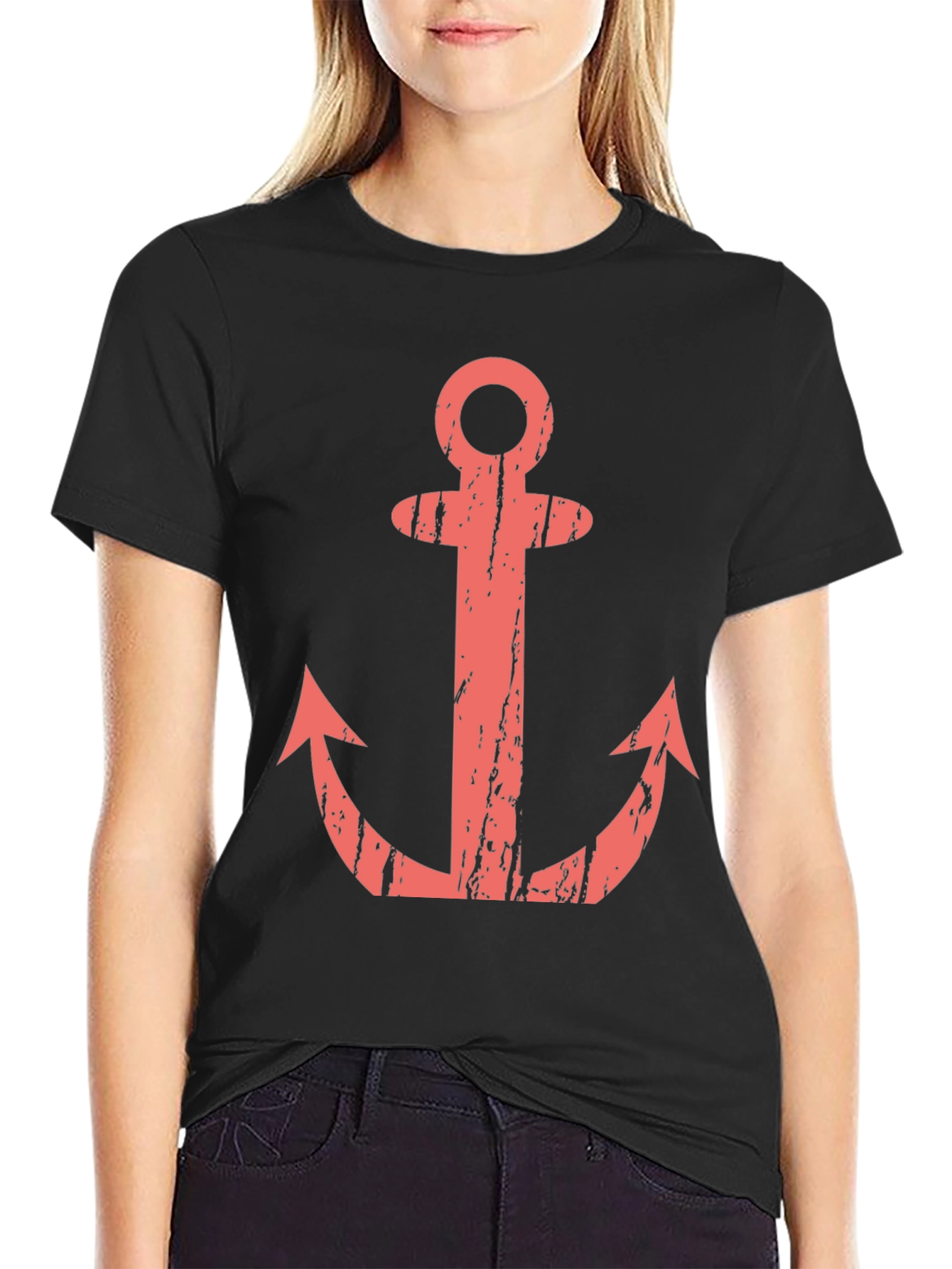 Anchor Graphic T-Shirt - Black Casual Tee