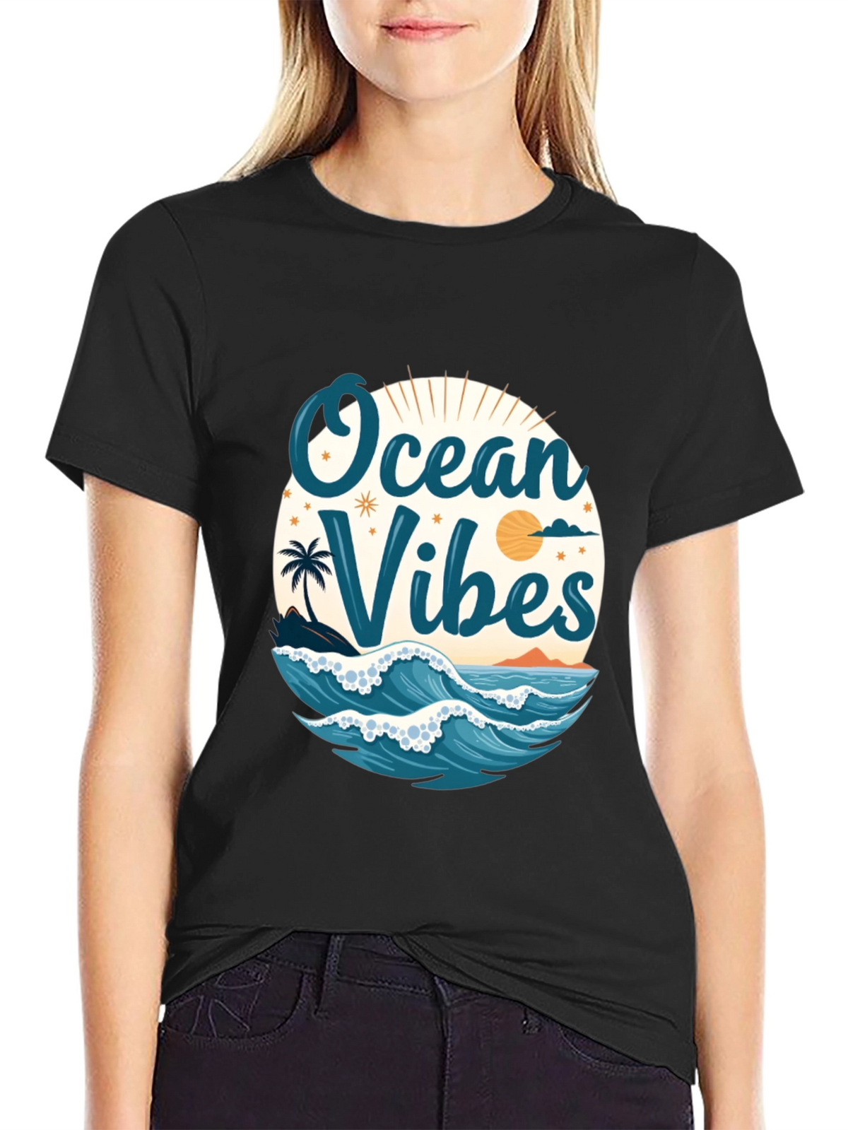 Ocean Vibes Black T-Shirt