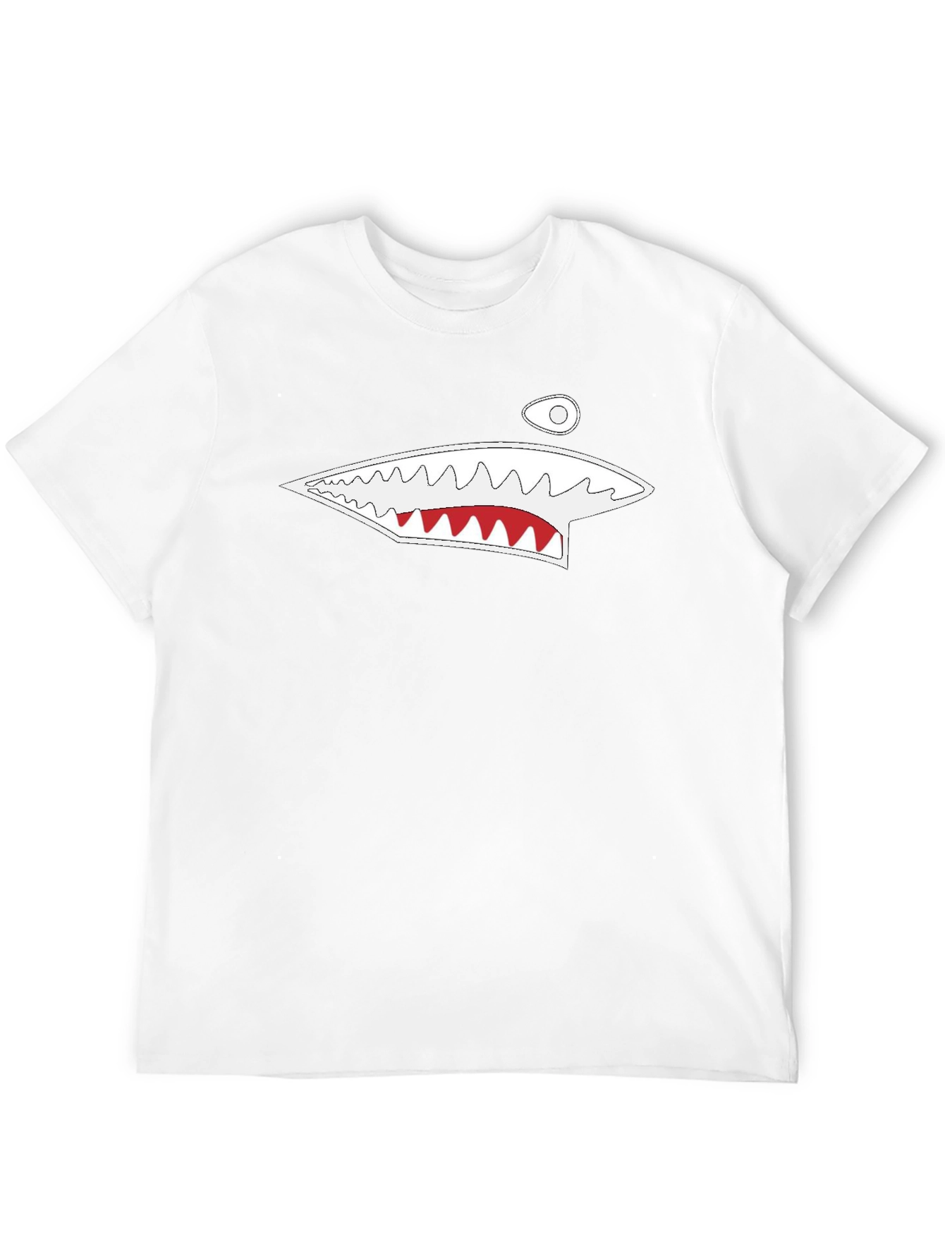 Shark Mouth Graphic Tee - Black Cotton T-Shirt