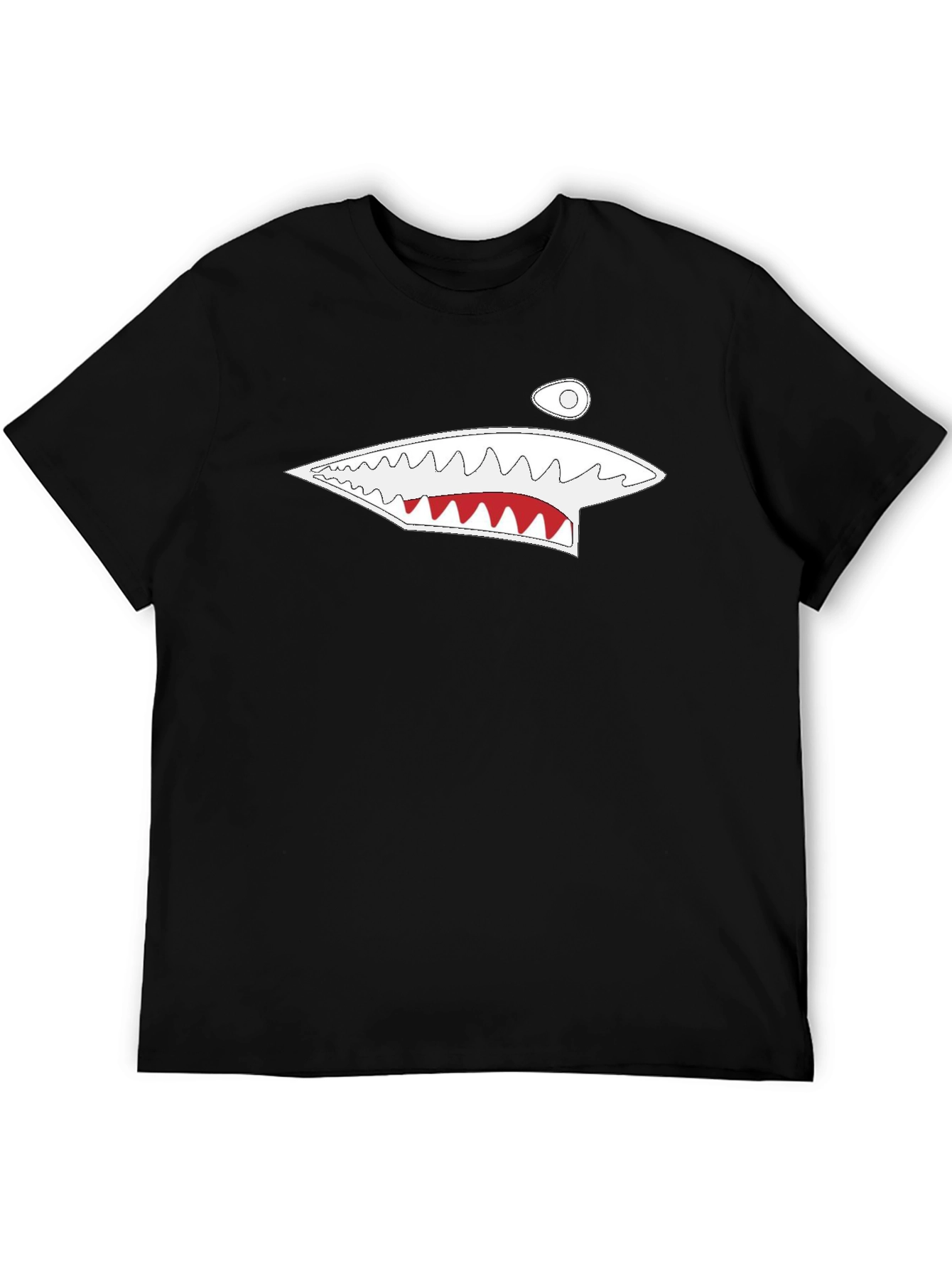 Shark Mouth Graphic Tee - Black Cotton T-Shirt