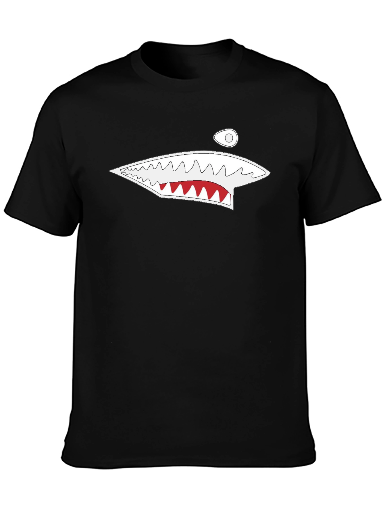 Shark Mouth Graphic Tee - Black Cotton T-Shirt