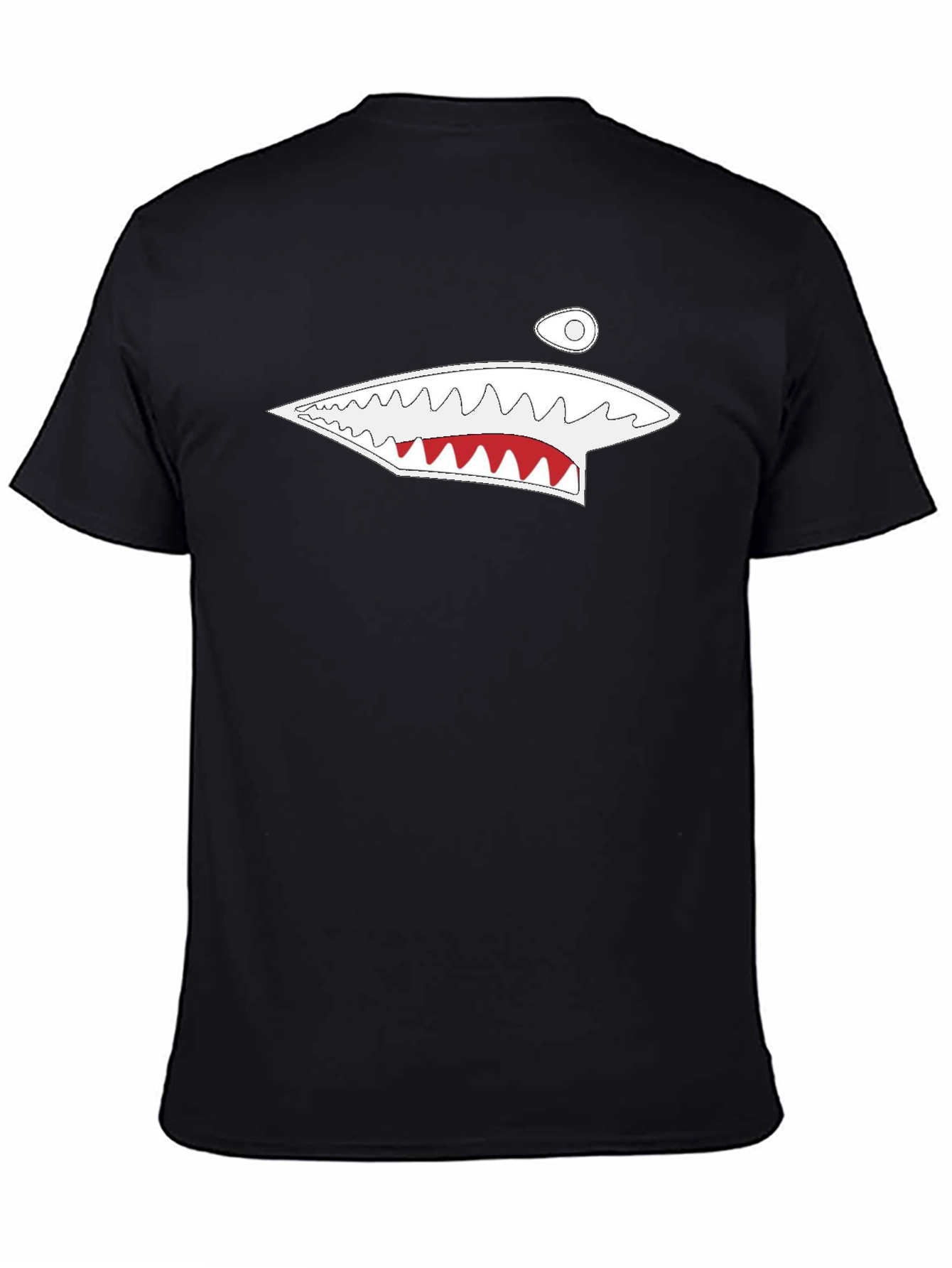 Shark Mouth Graphic Tee - Black Cotton T-Shirt