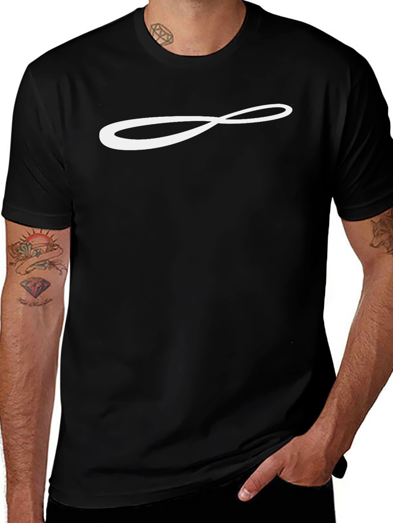 Black T-Shirt with Infinity Symbol Graphic Print