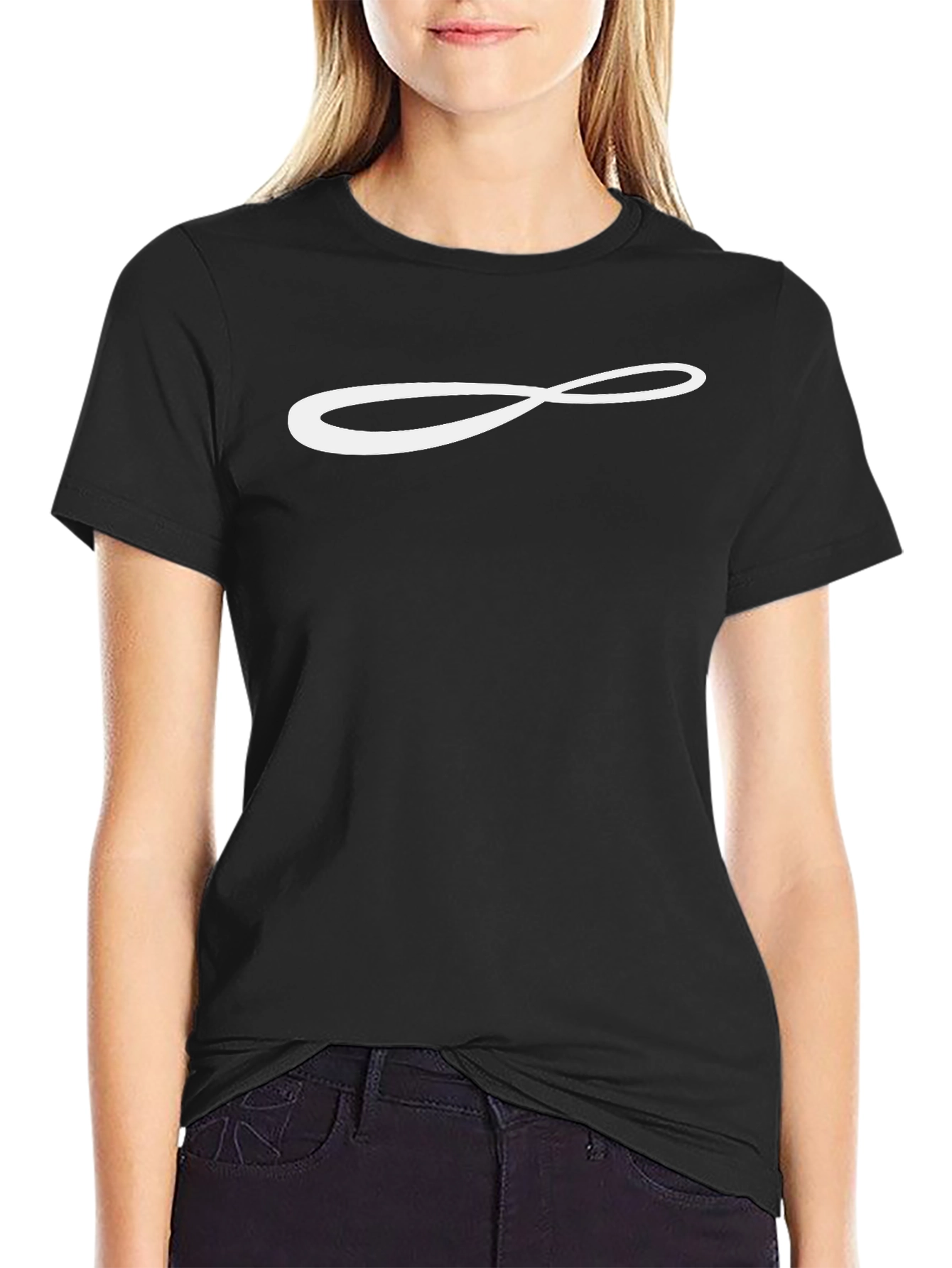 Black T-Shirt with Infinity Symbol Graphic Print