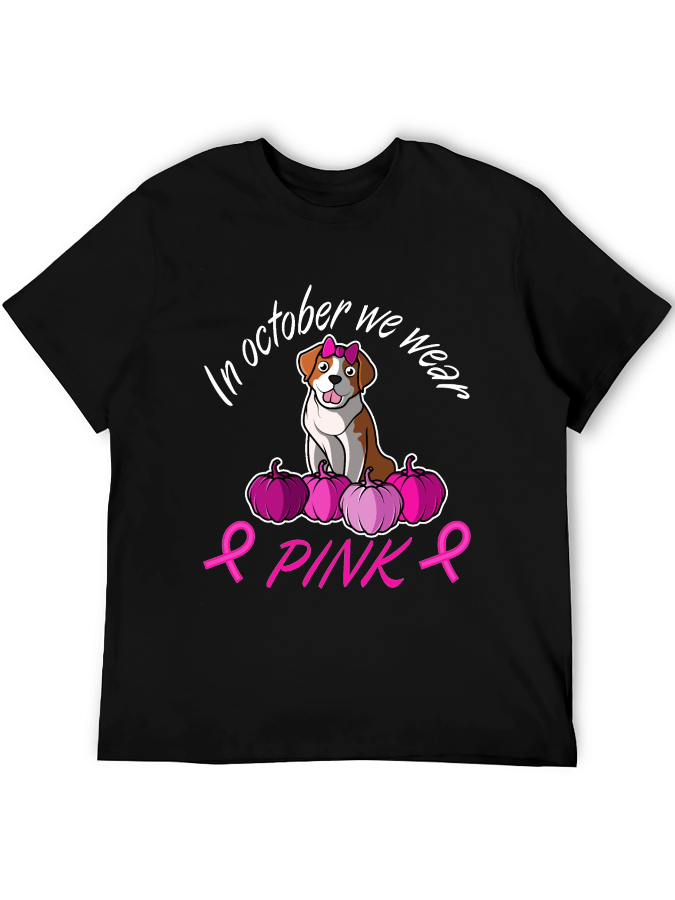 October Pink Ribbon Dog T-Shirt