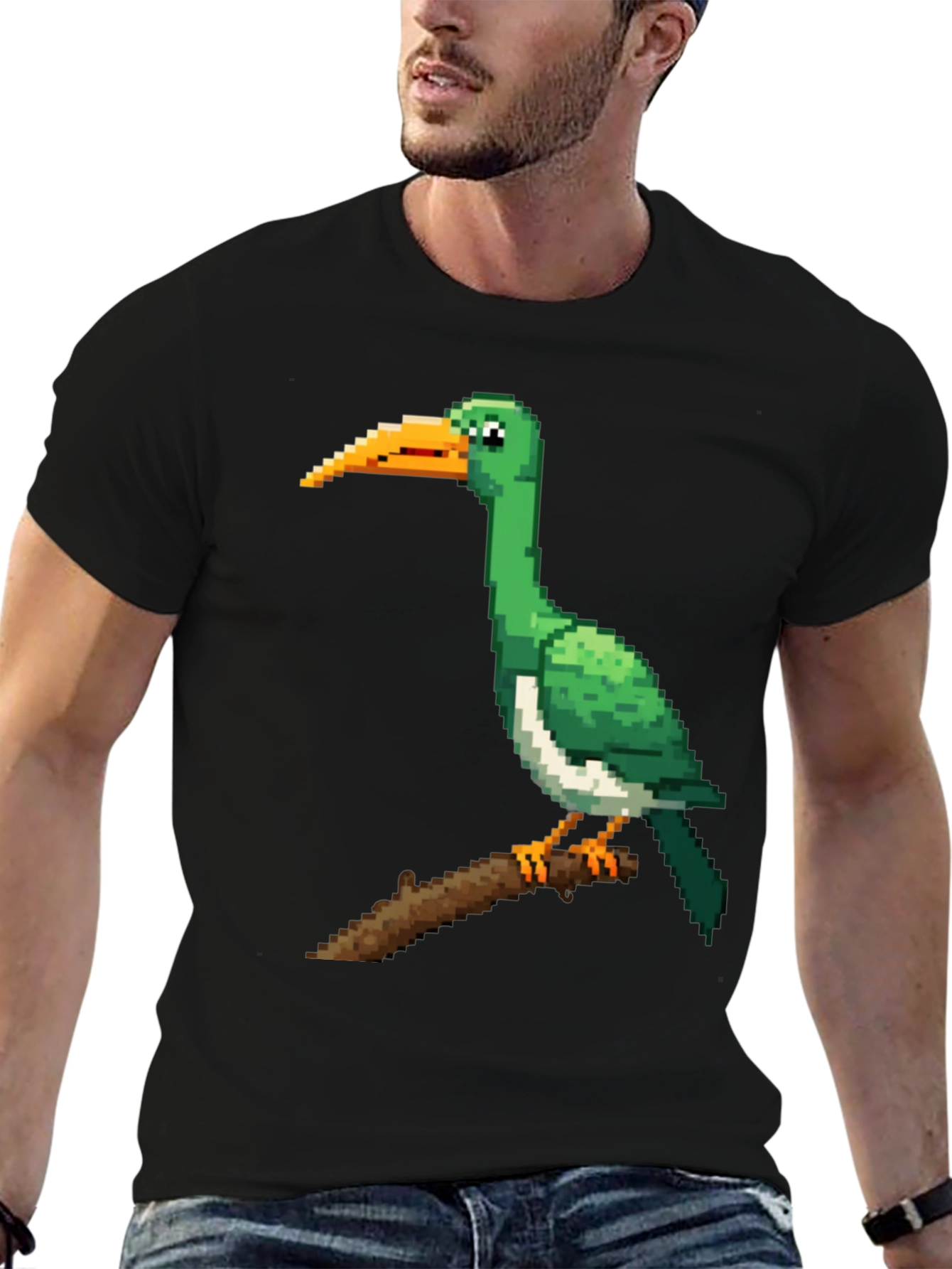 Pixel Bird Tee - Retro Gaming Style Black T-Shirt