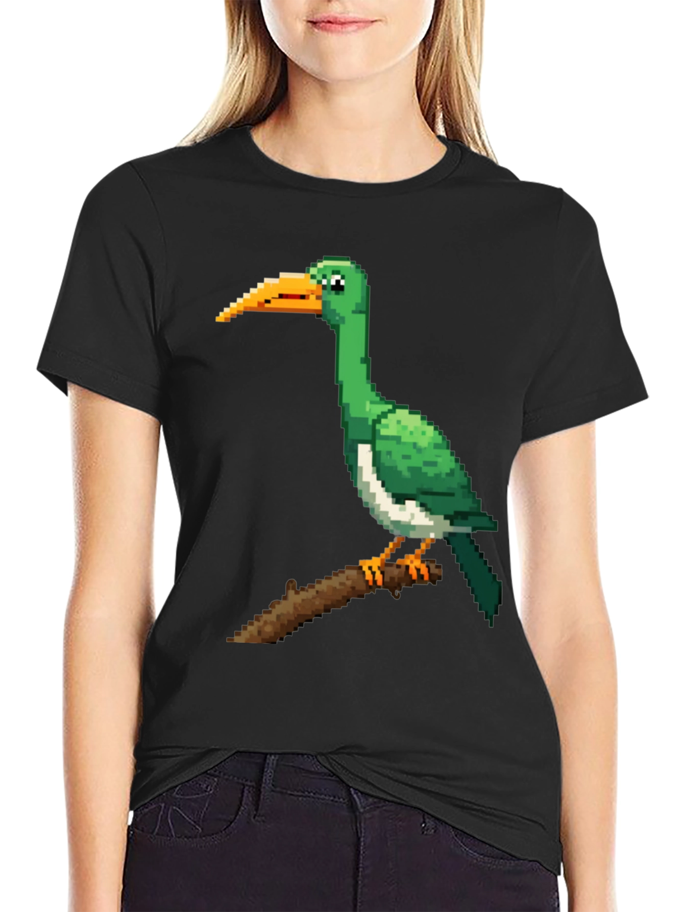 Pixel Bird Tee - Retro Gaming Style Black T-Shirt