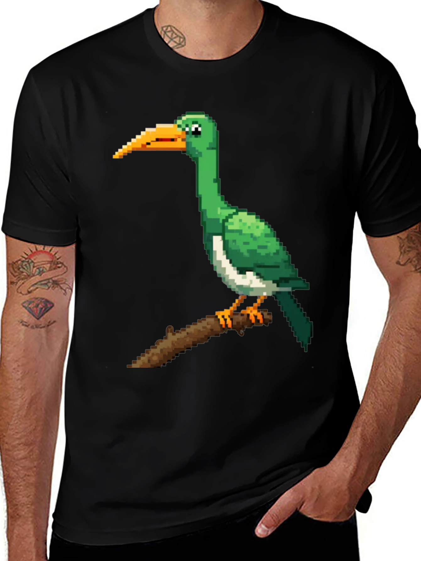 Pixel Bird Tee - Retro Gaming Style Black T-Shirt