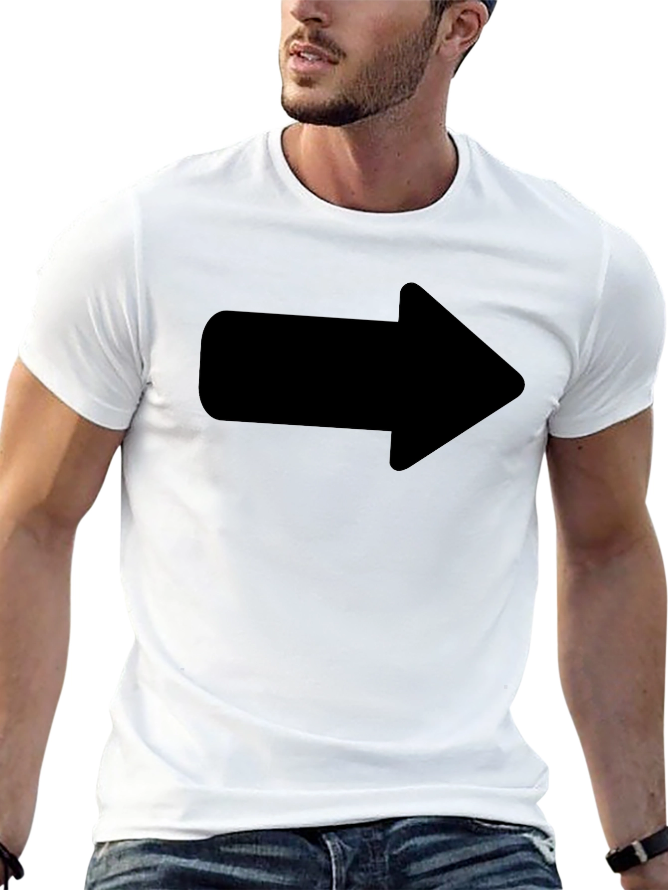Black T-Shirt with Arrow Graphic