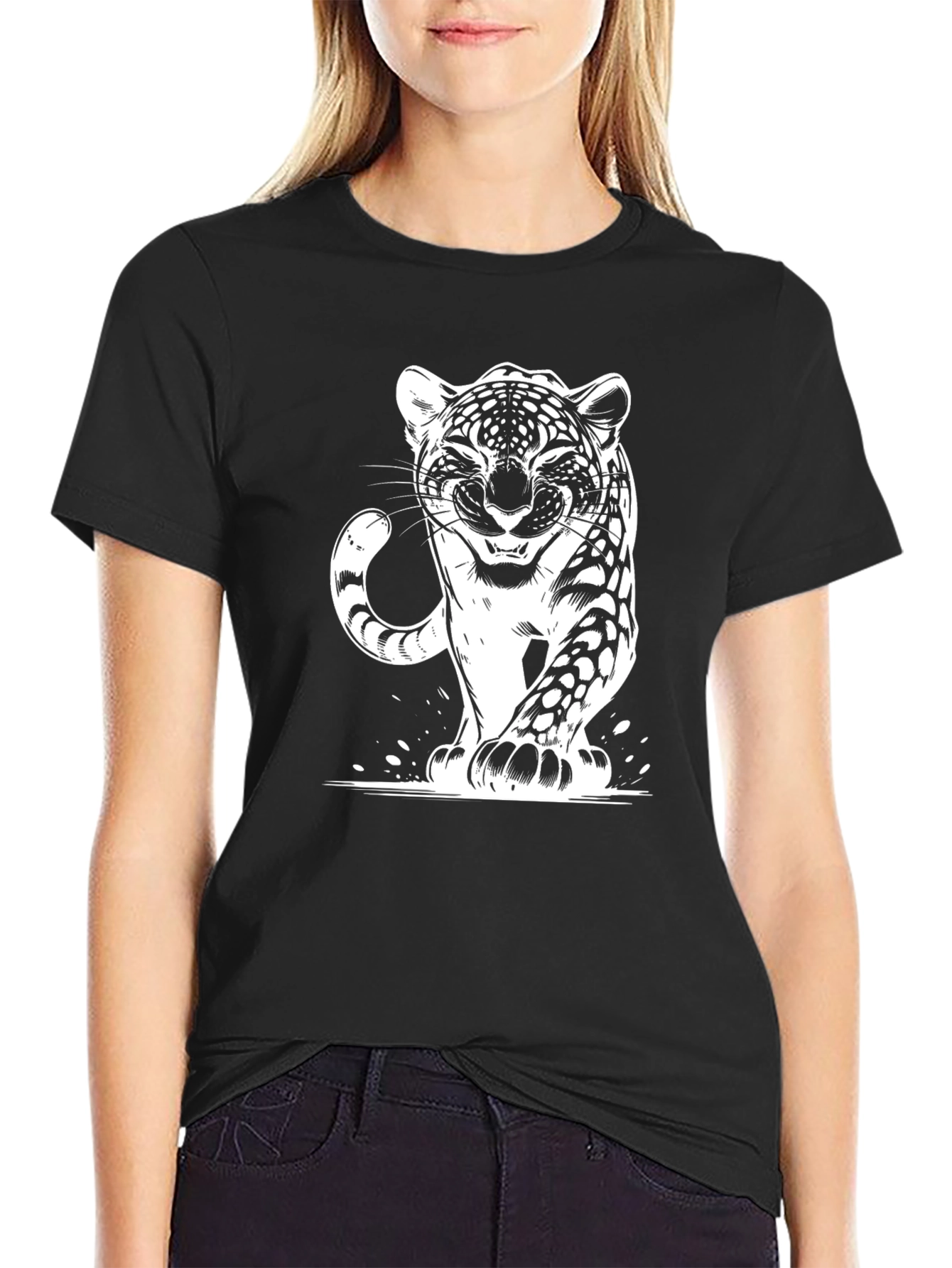 Leopard Graphic Black T-Shirt