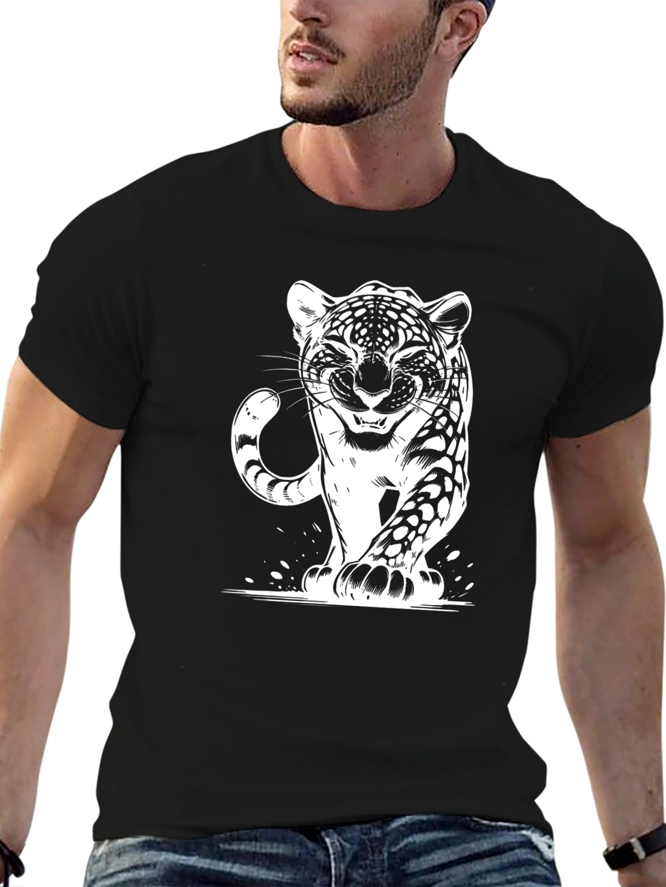 Leopard Graphic Black T-Shirt