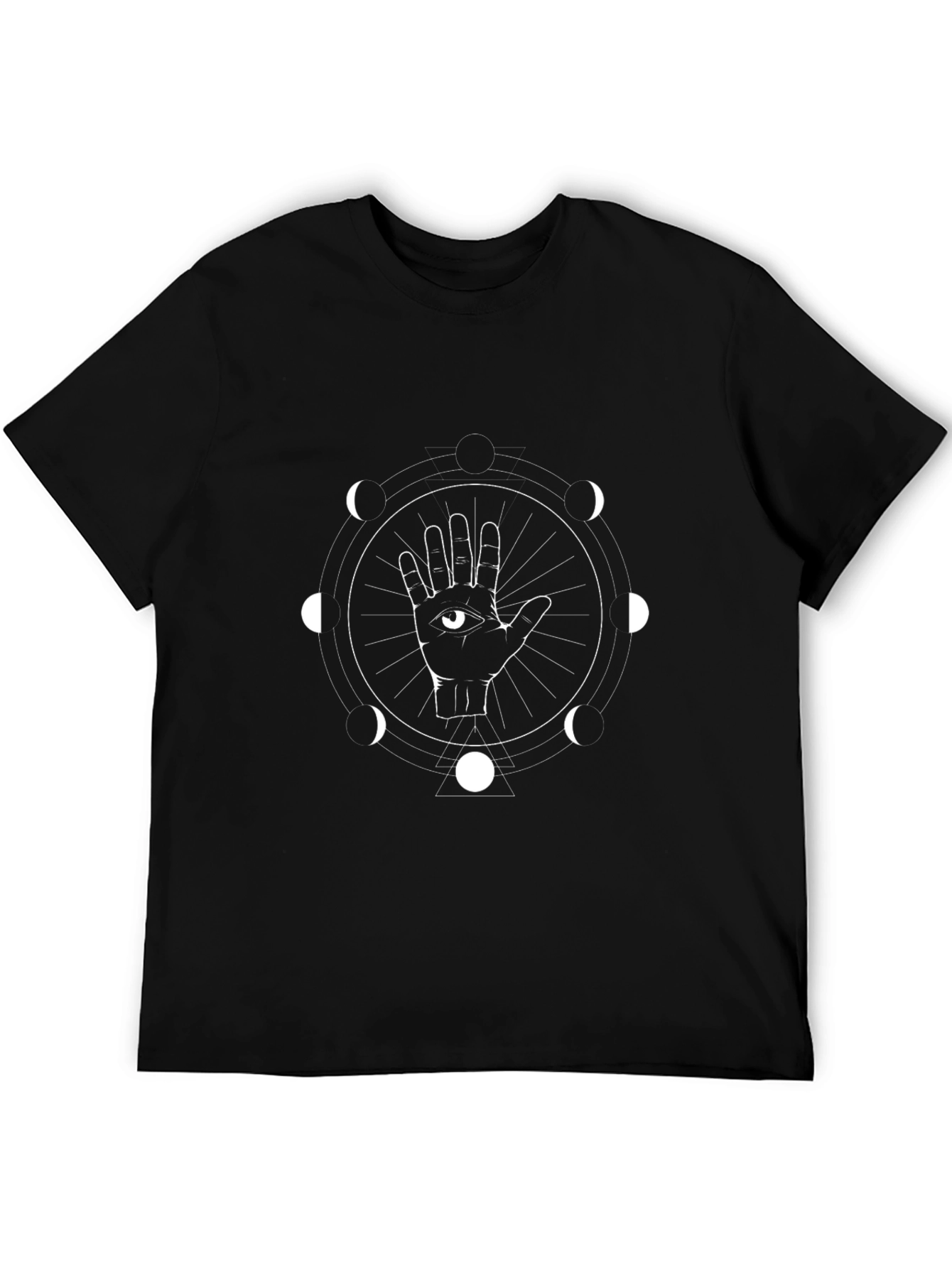 Mystic Hand Moon Phases Graphic Black T-Shirt