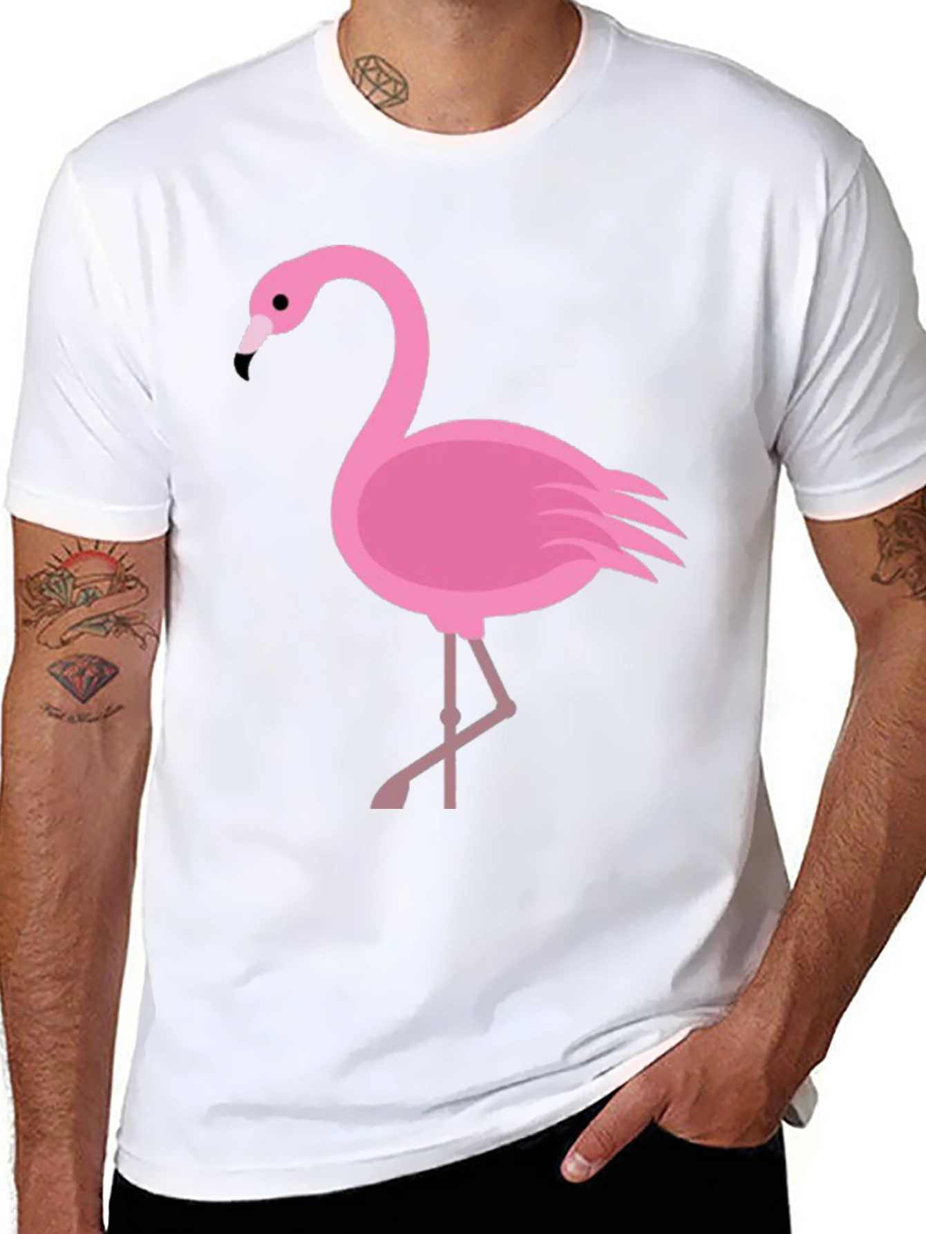 Flamingo Graphic Tee - Casual Black T-Shirt