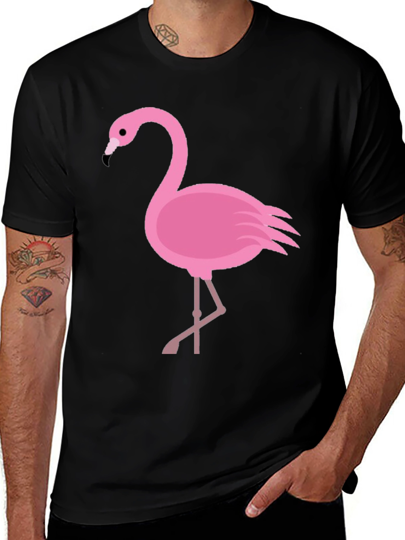 Flamingo Graphic Tee - Casual Black T-Shirt