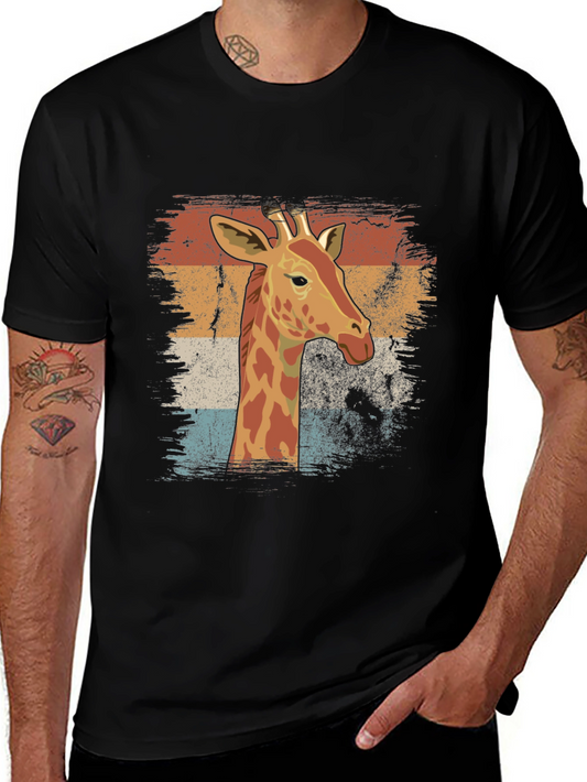 Retro Giraffe Graphic Tee - Vintage Style