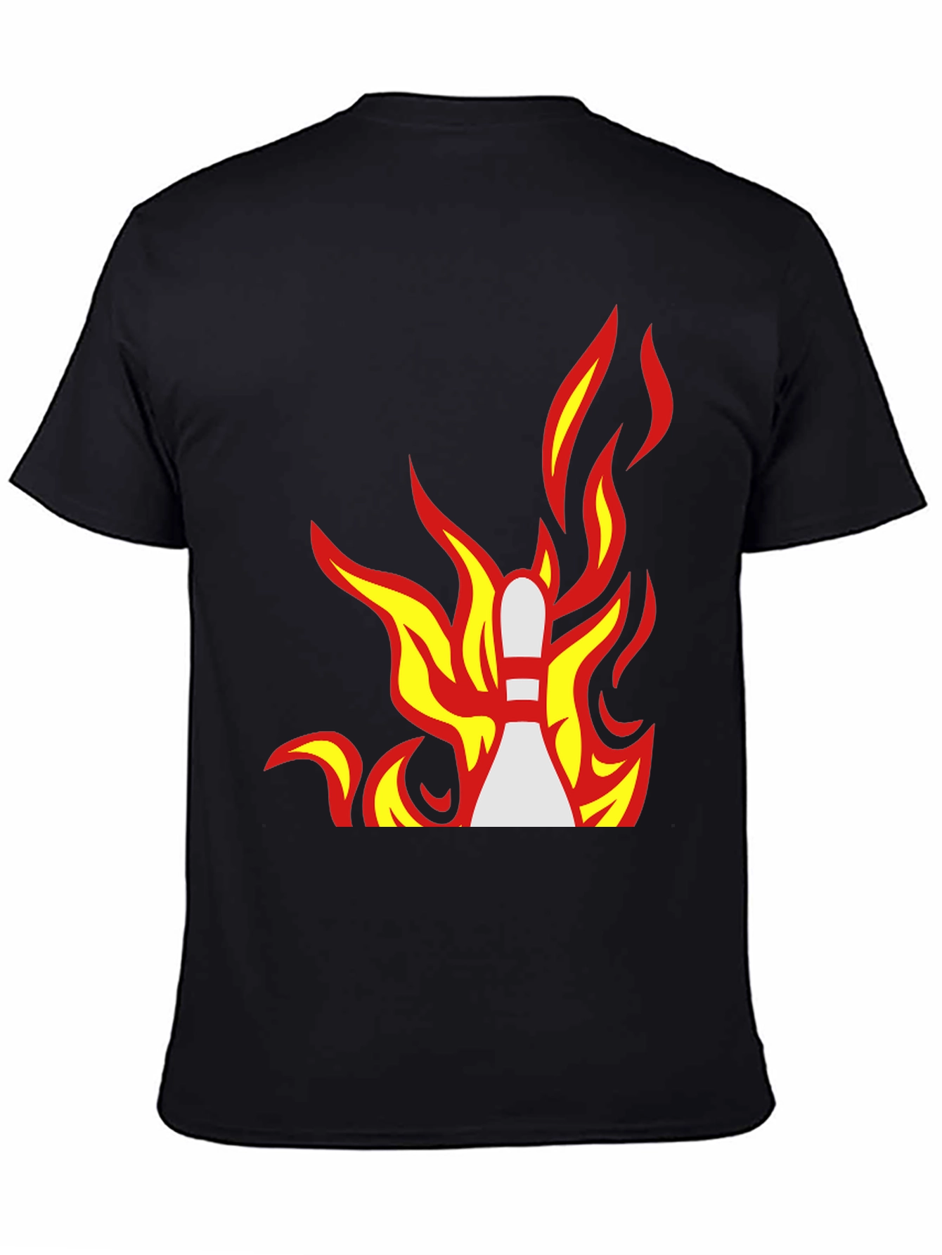 Flaming Bowling Pin Graphic Tee - Strike a Style!