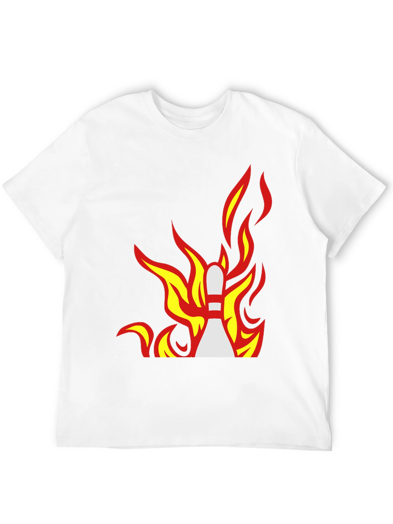 Flaming Bowling Pin Graphic Tee - Strike a Style!