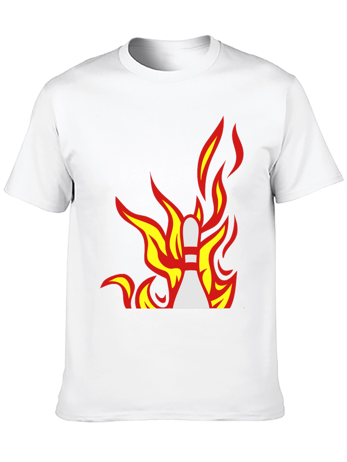 Flaming Bowling Pin Graphic Tee - Strike a Style!