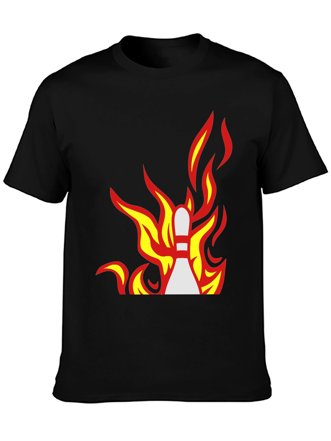 Flaming Bowling Pin Graphic Tee - Strike a Style!