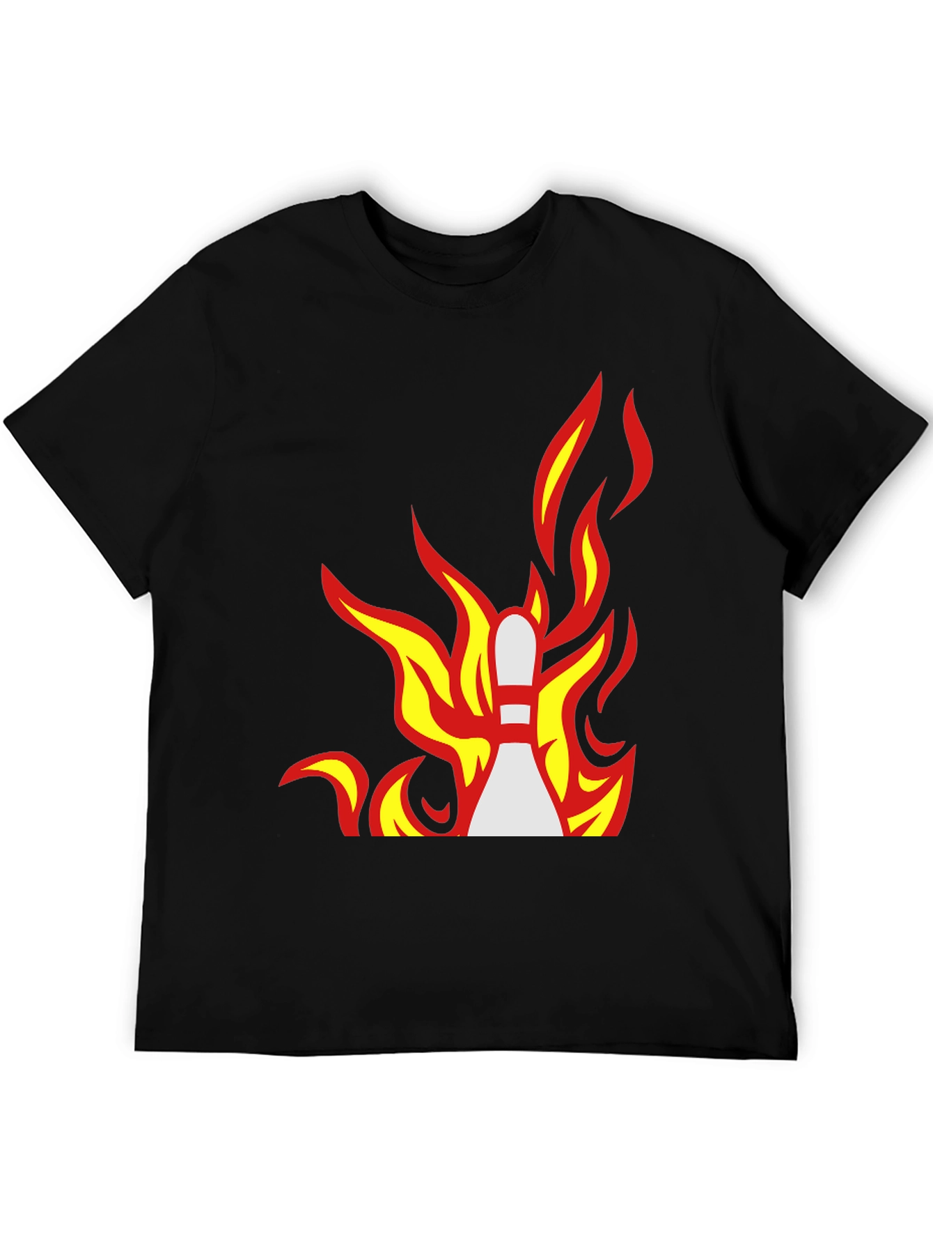 Flaming Bowling Pin Graphic Tee - Strike a Style!