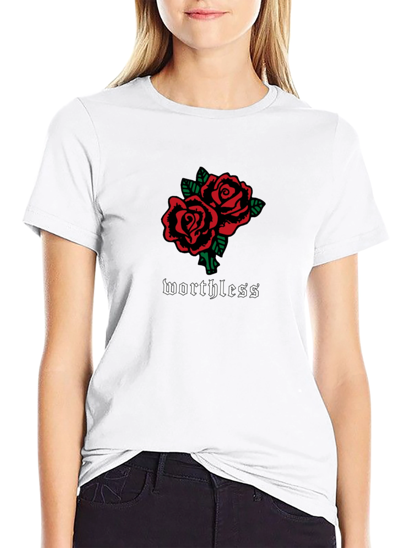 Worthless Roses Graphic T-Shirt - Black