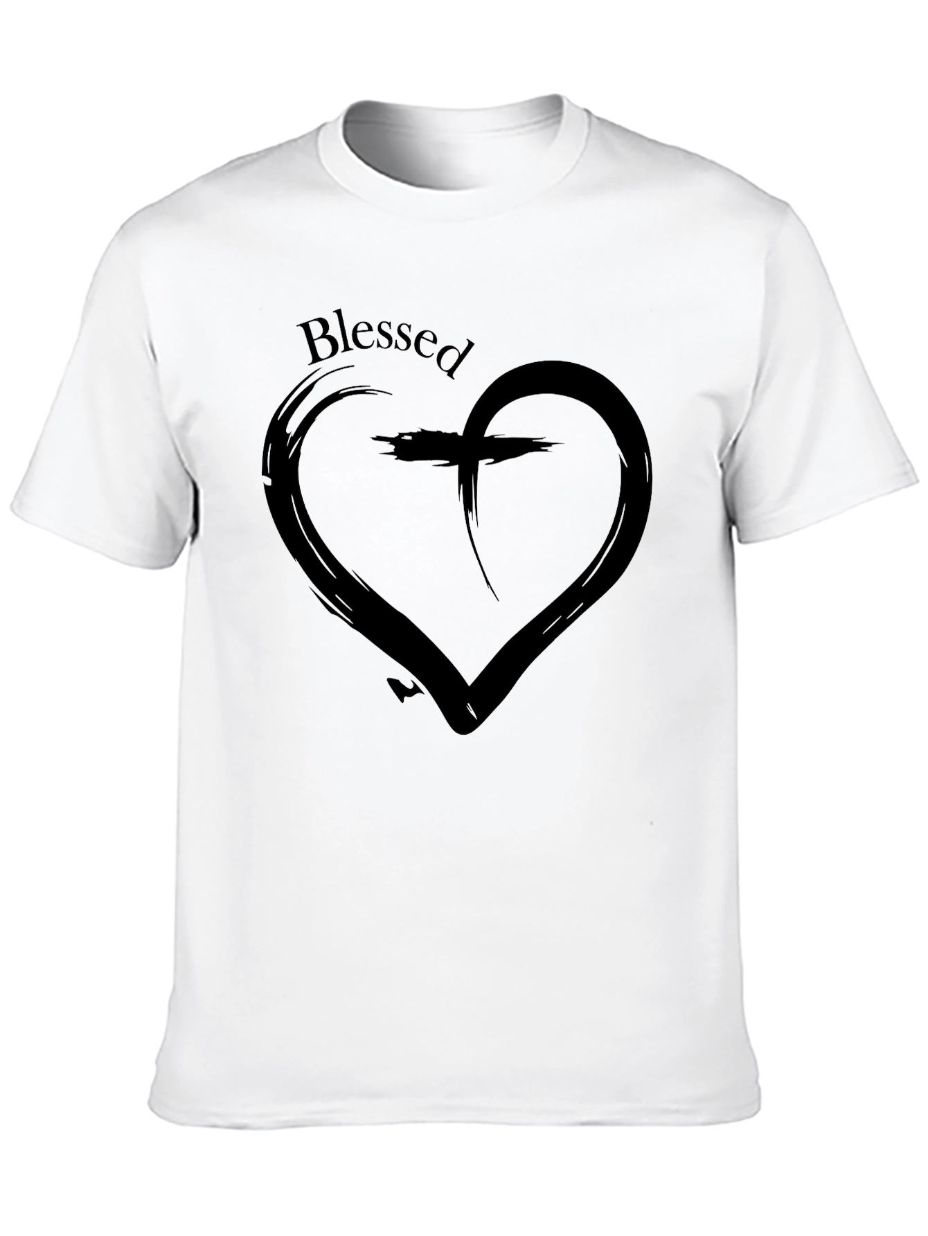 Blessed Heart Cross T-Shirt - Christian Faith Tee
