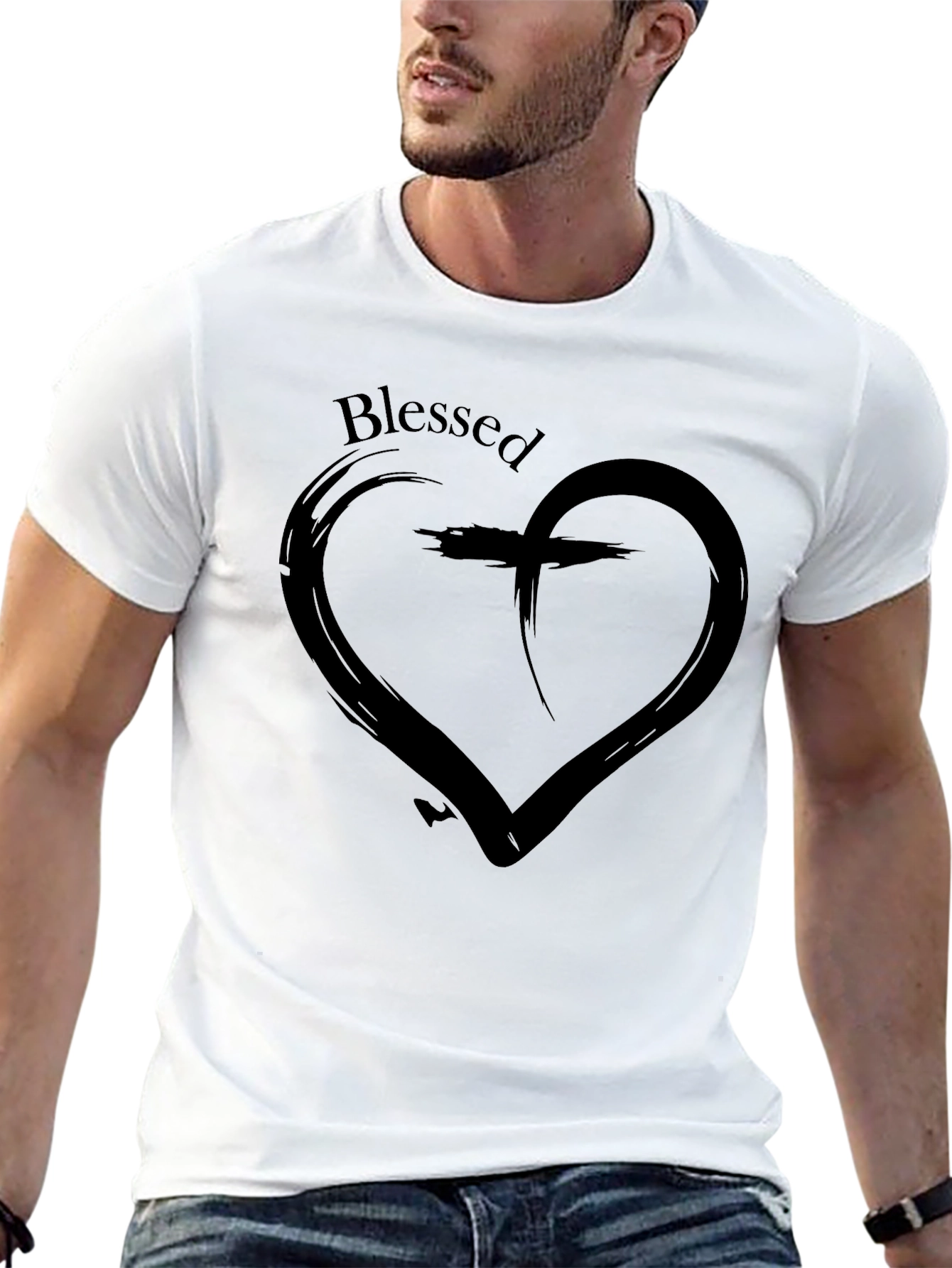 Blessed Heart Cross T-Shirt - Christian Faith Tee