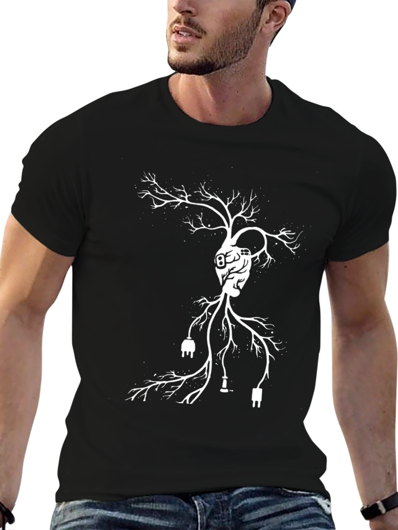 Tech Heart Tree Black T-Shirt