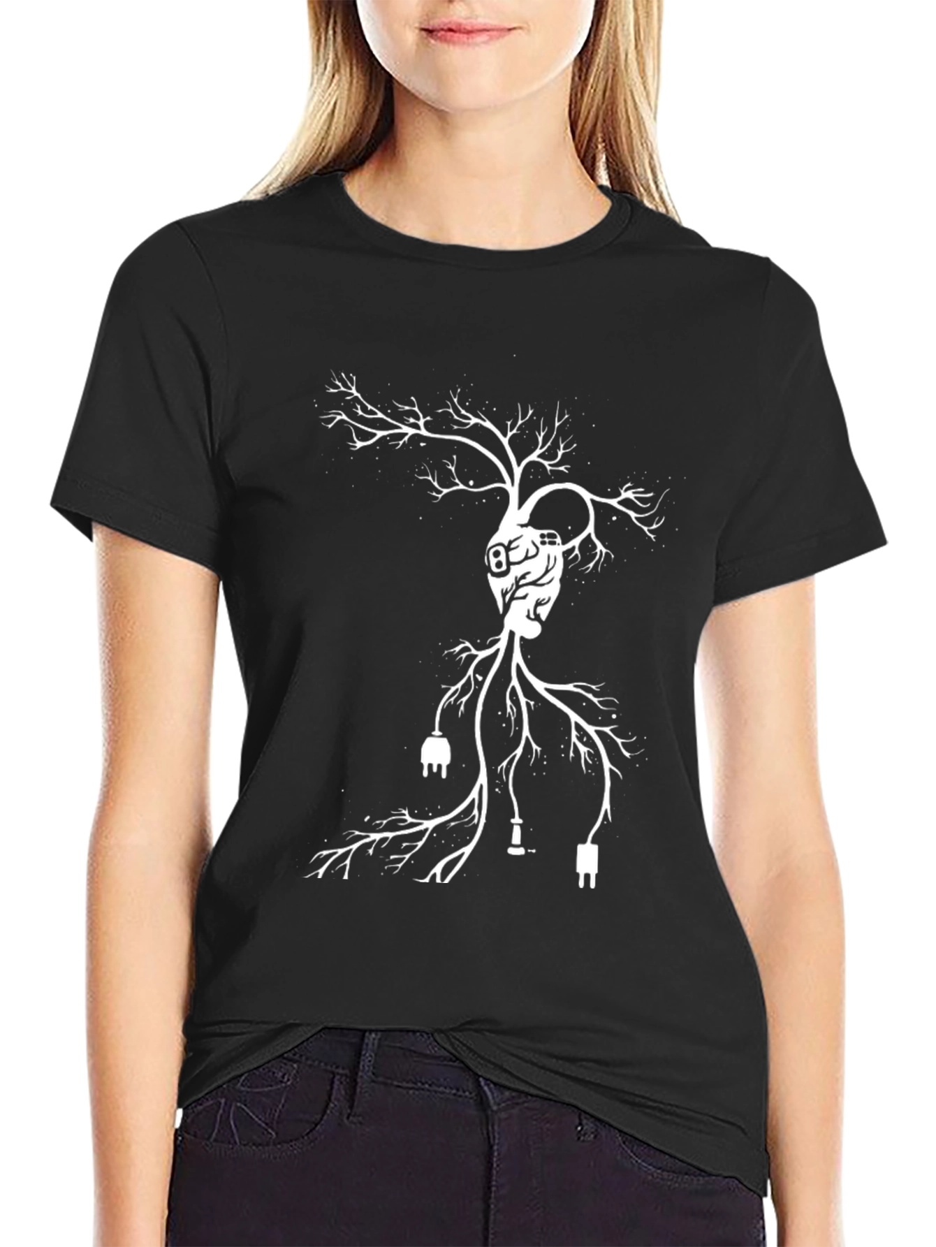 Tech Heart Tree Black T-Shirt