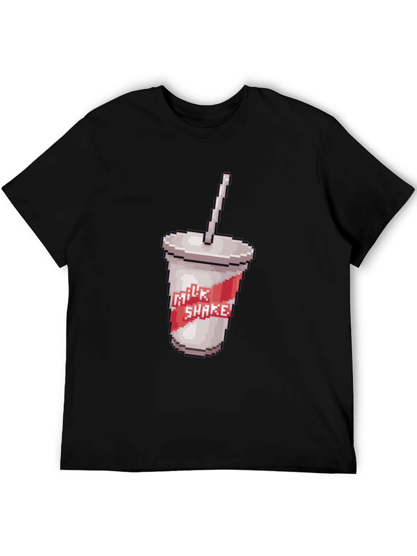 Retro Pixel Milkshake T-Shirt - Classic Black Tee
