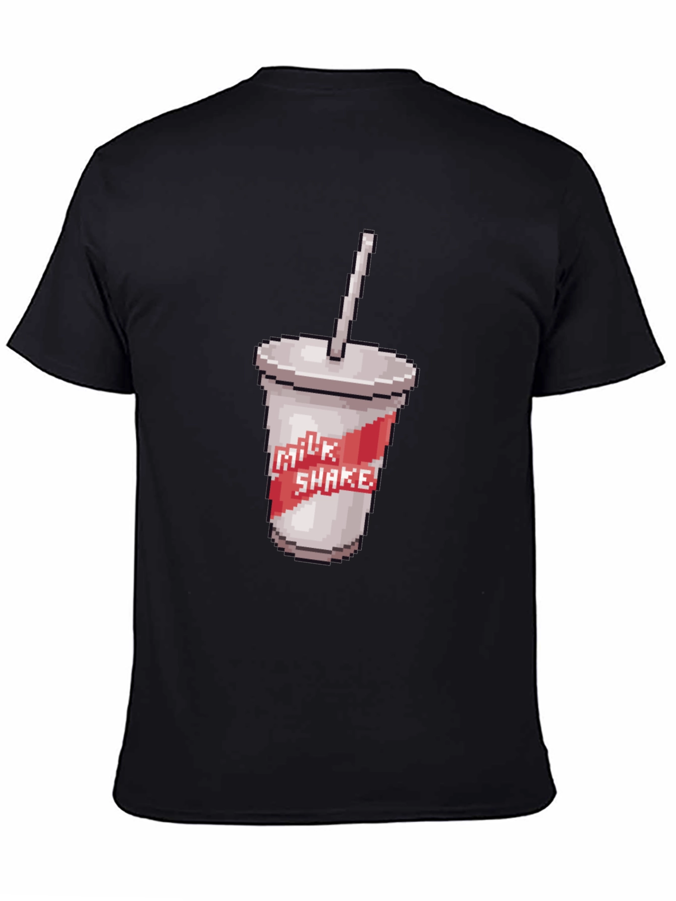 Retro Pixel Milkshake T-Shirt - Classic Black Tee