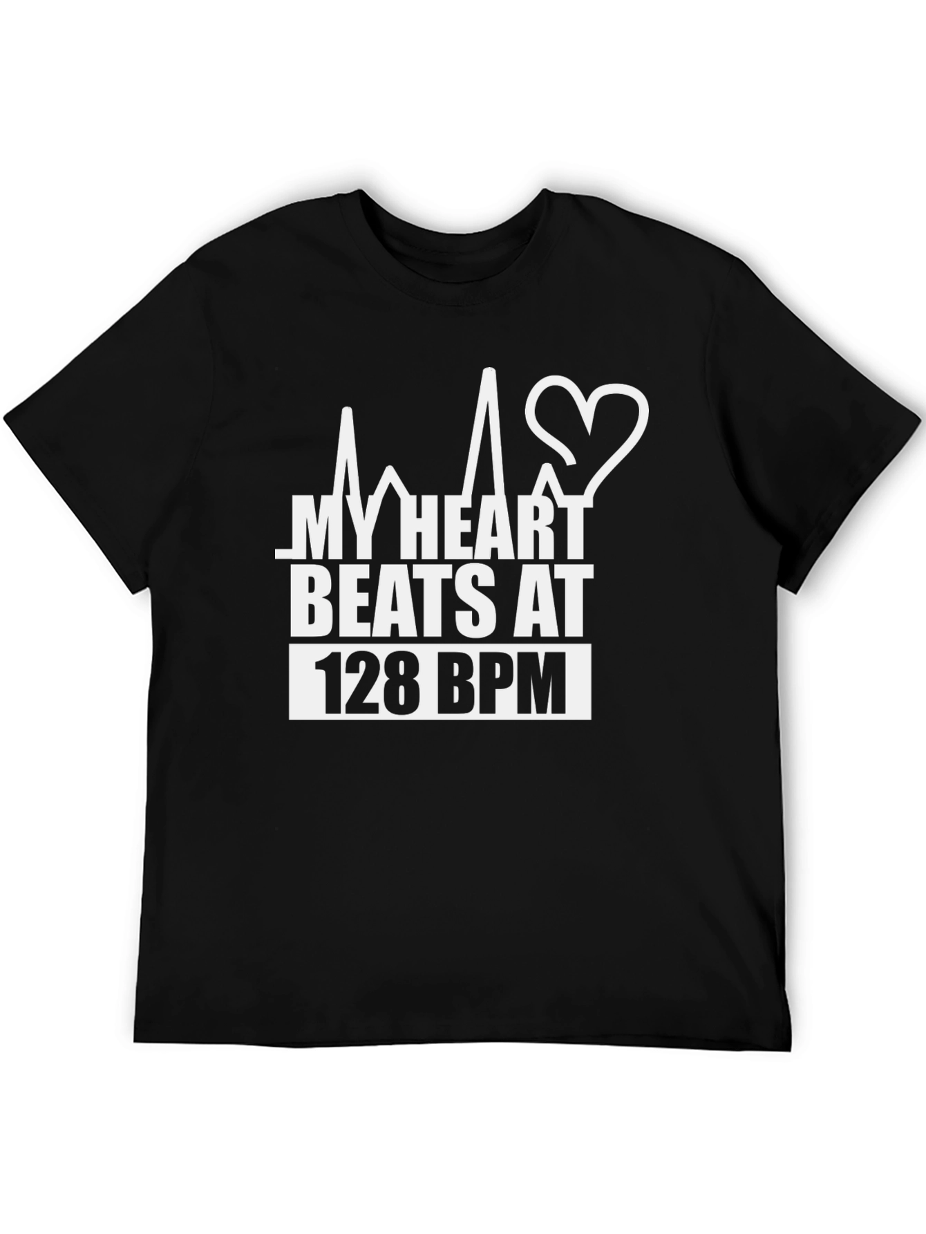 My Heart Beats at 128 BPM Black T-Shirt