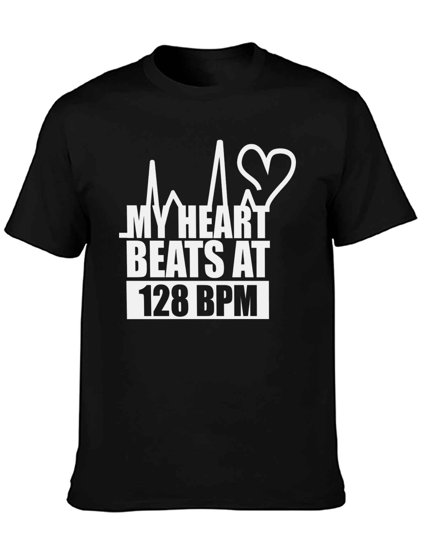 My Heart Beats at 128 BPM Black T-Shirt