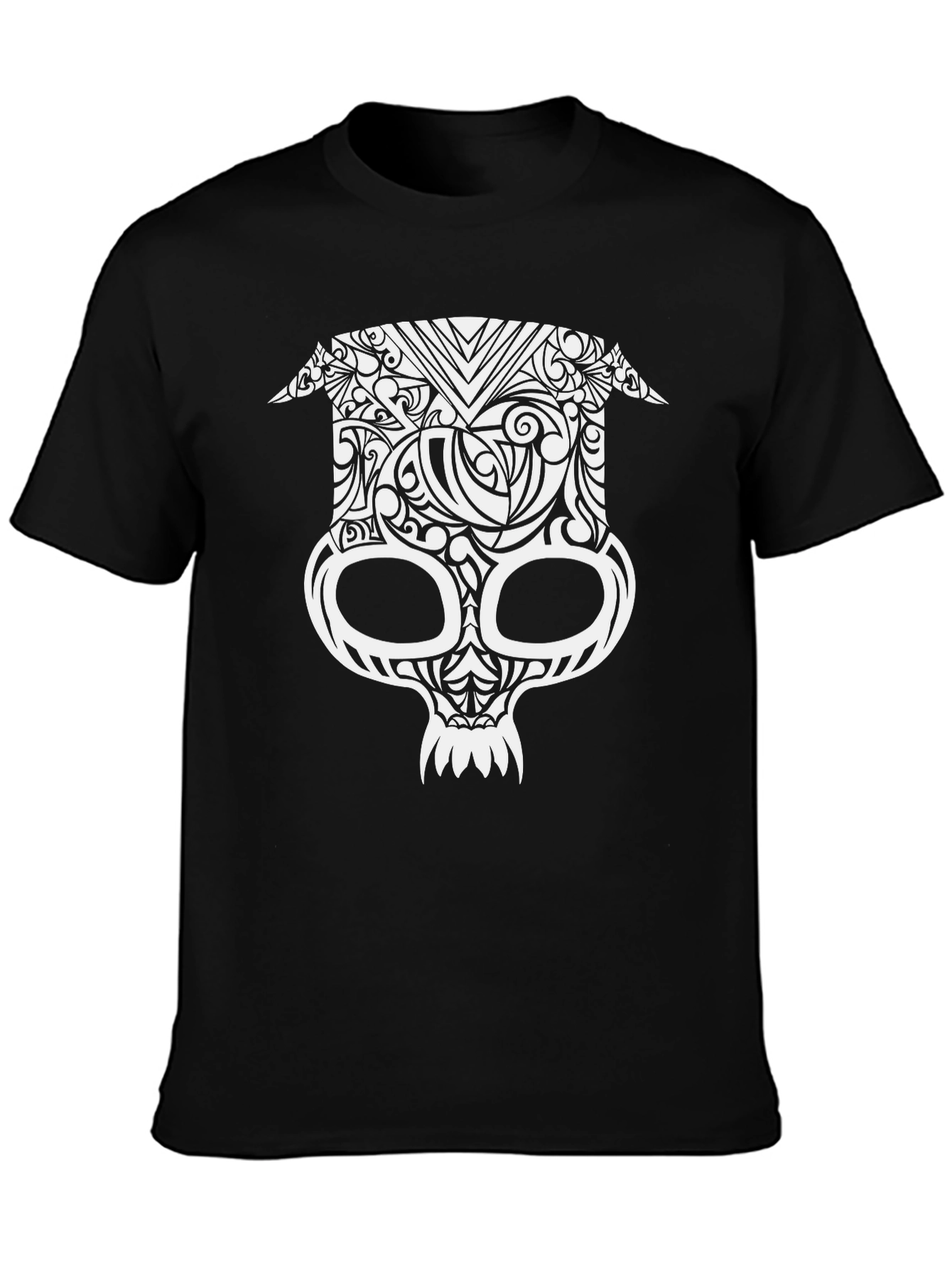 Tribal Skull Graphic Tee - Mens Black T-Shirt