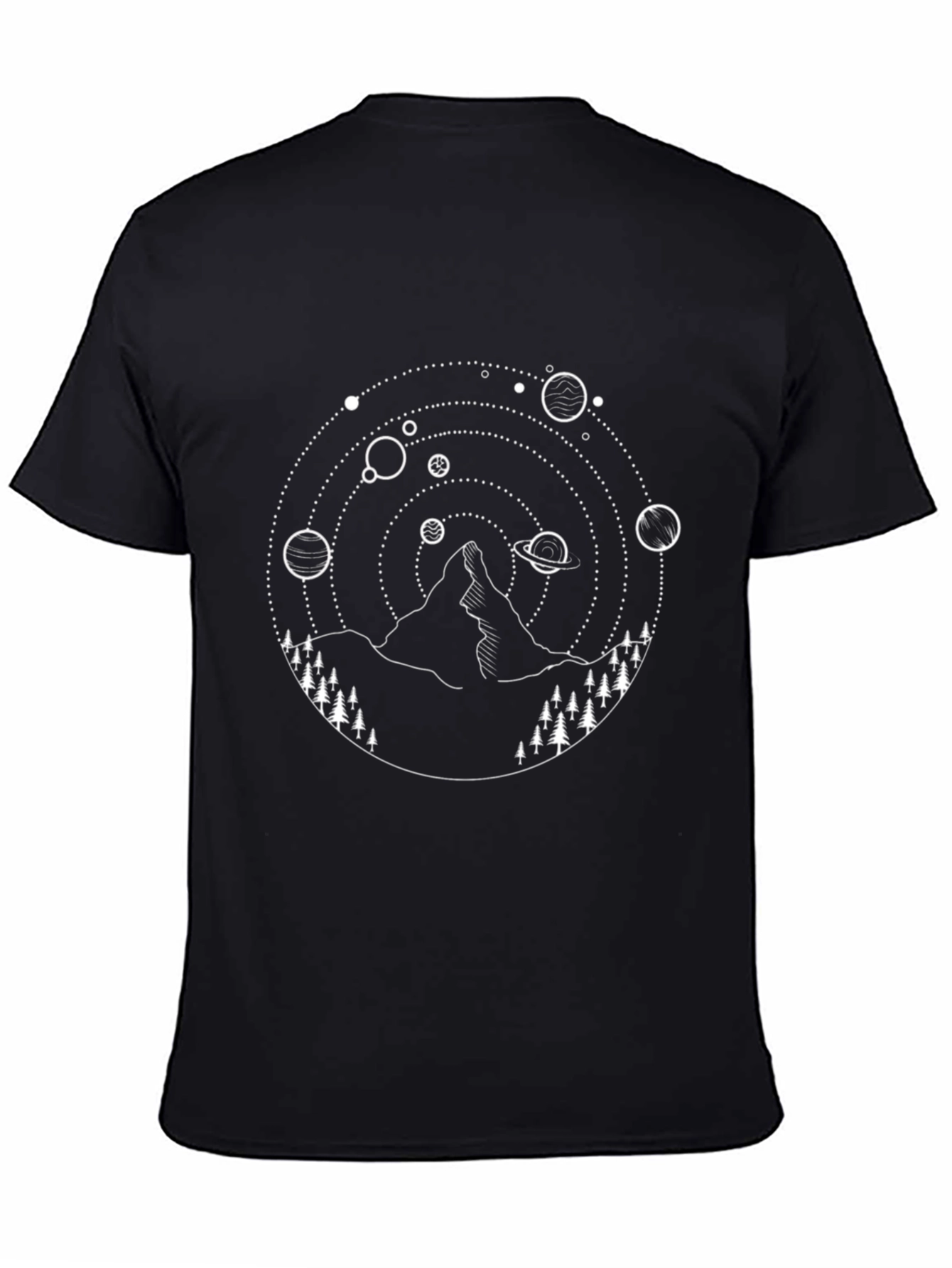 Mountain & Planet Graphic Tee - Black Cotton Blend