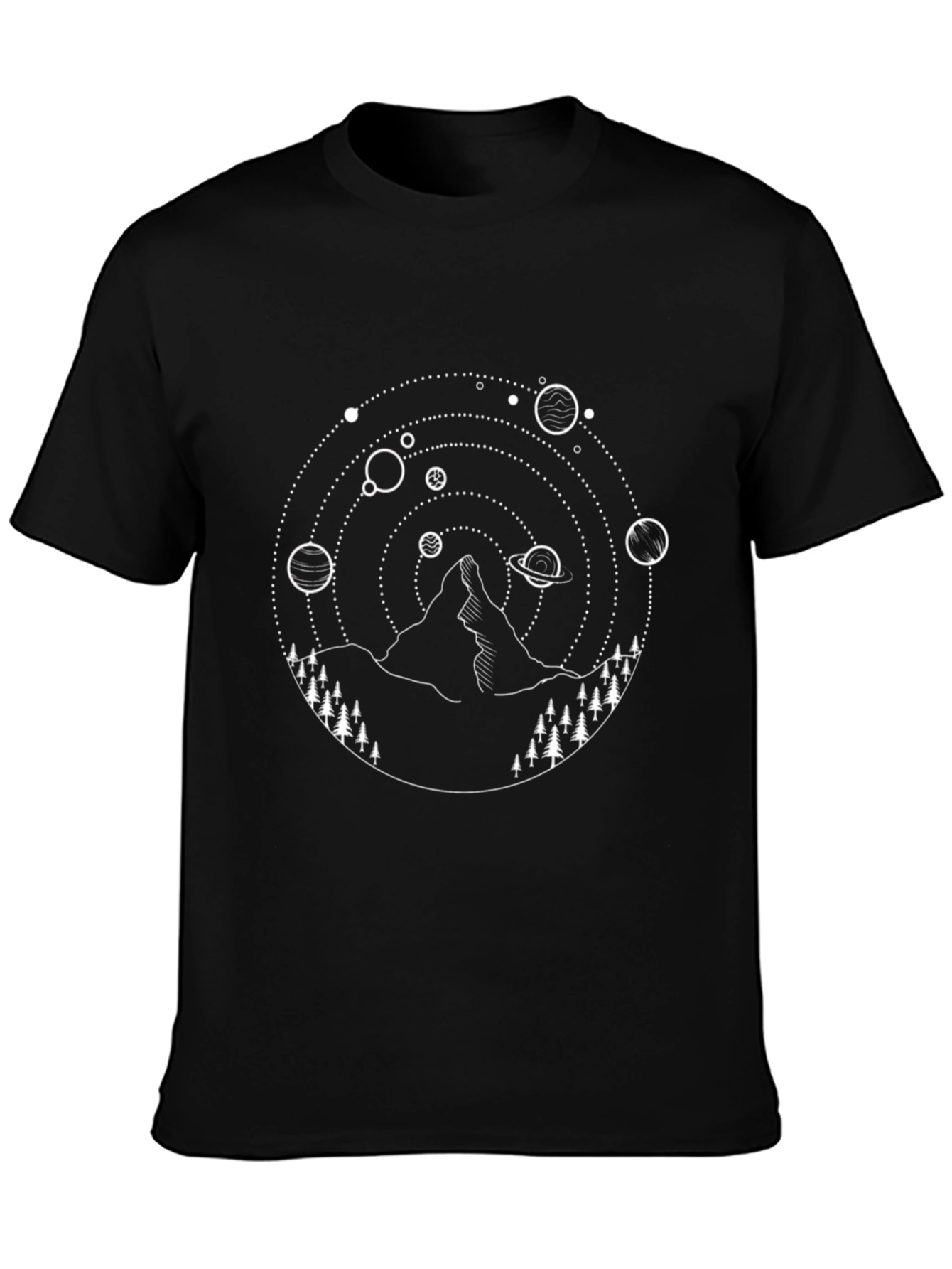Mountain & Planet Graphic Tee - Black Cotton Blend