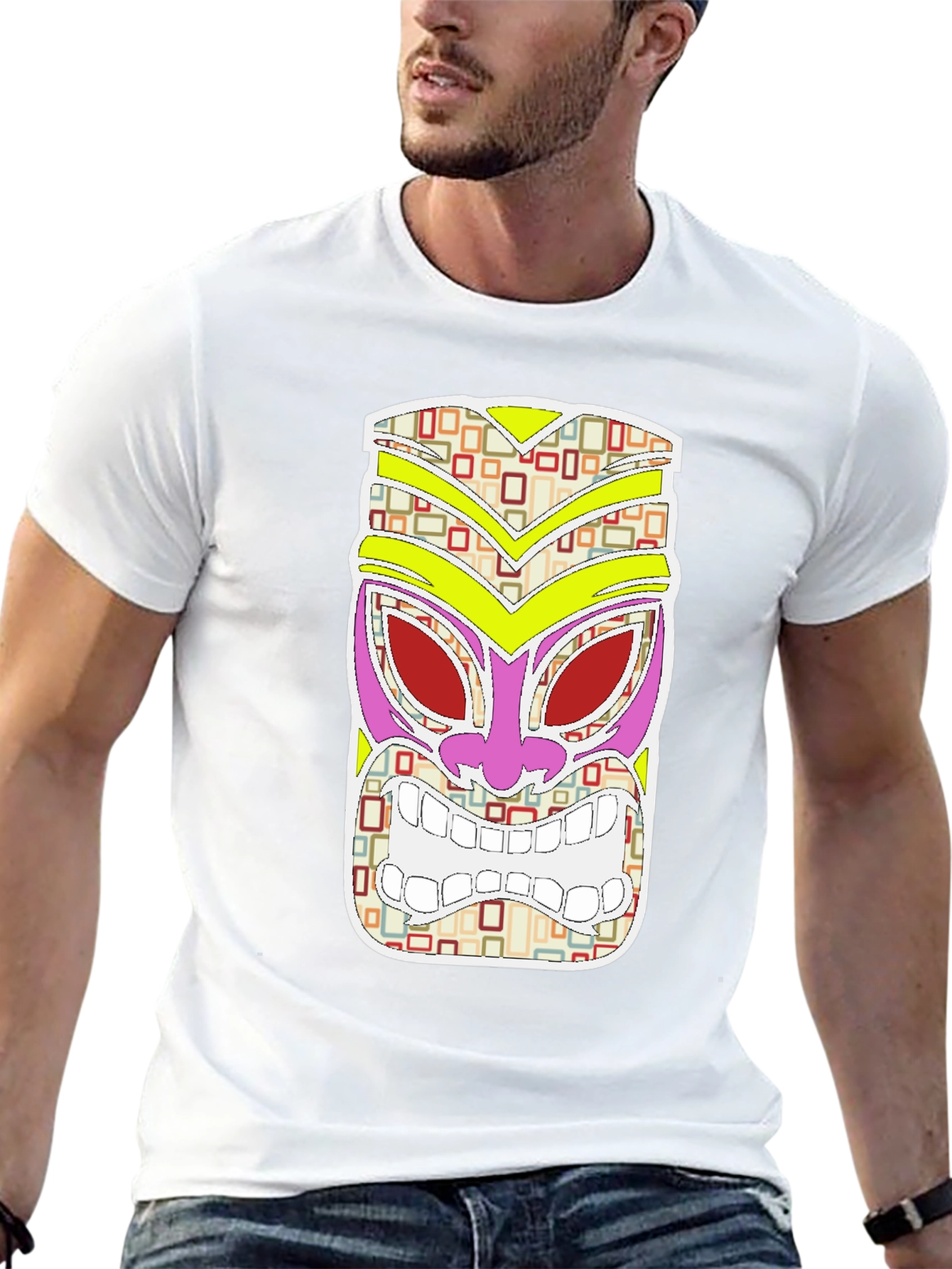 Tiki Mask Graphic Tee - Island Vibes