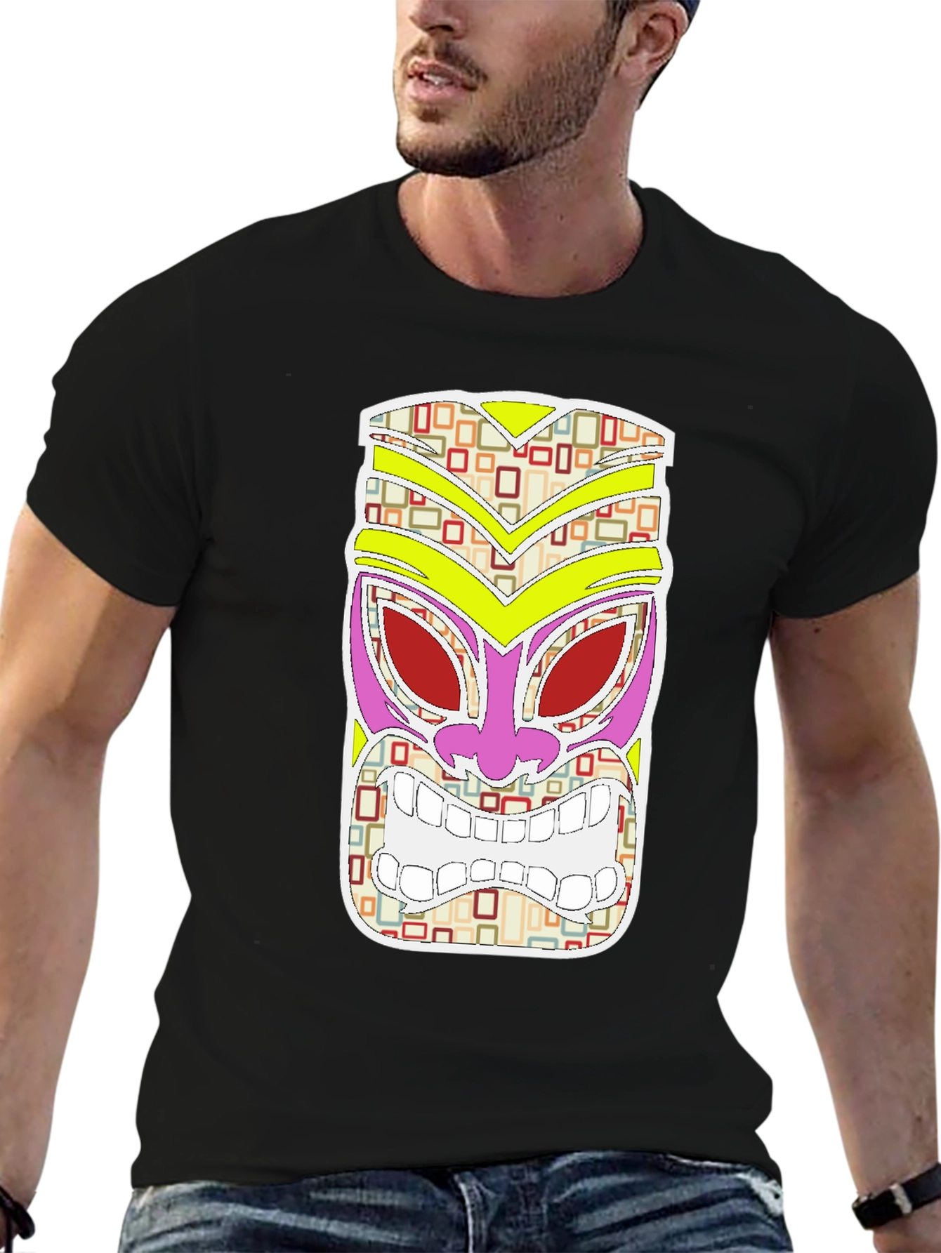 Tiki Mask Graphic Tee - Island Vibes