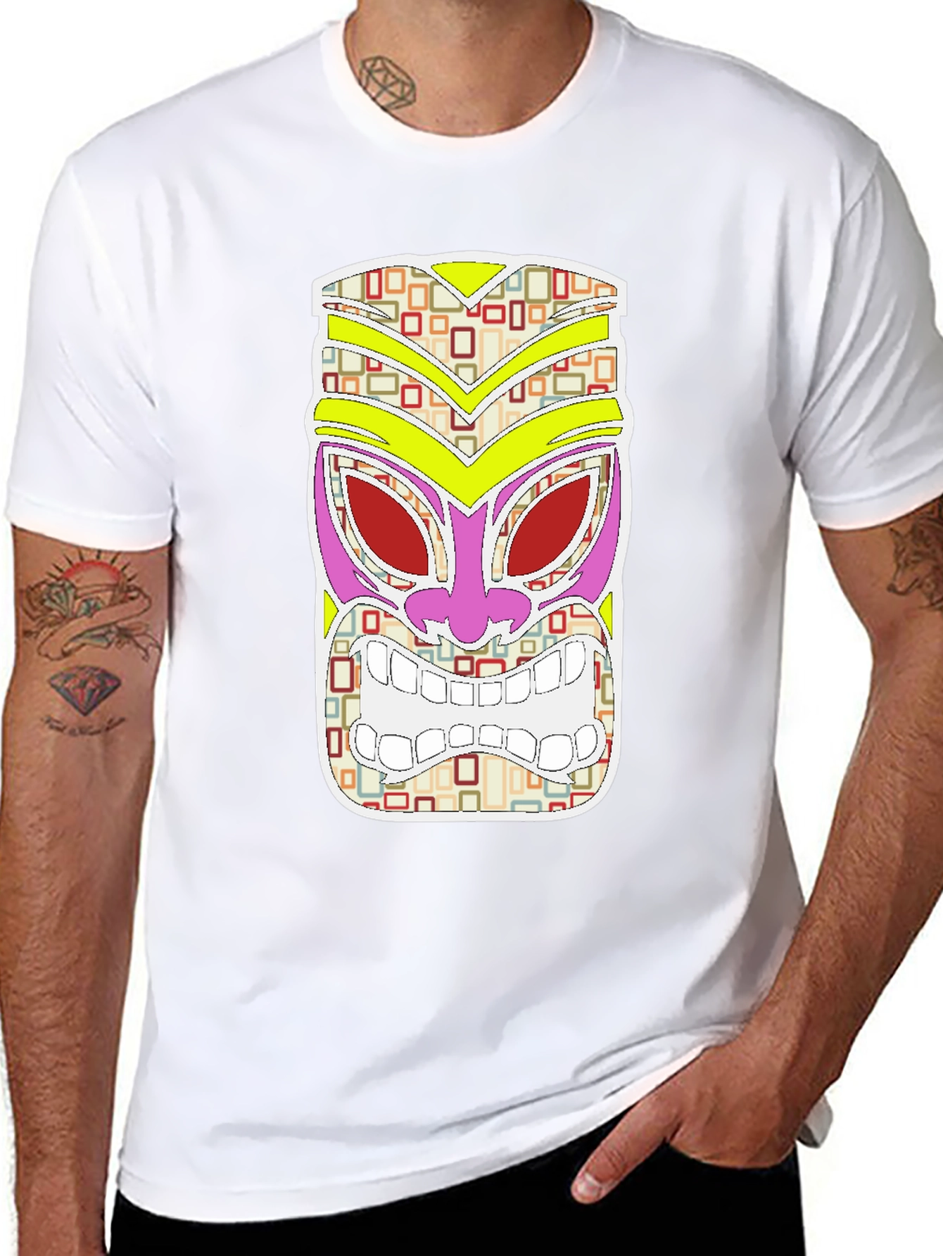 Tiki Mask Graphic Tee - Island Vibes
