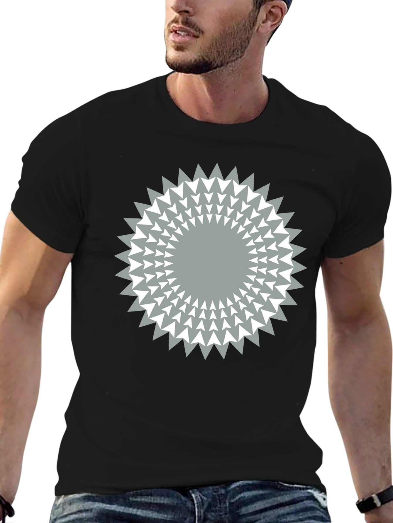 Geometric Starburst Graphic Tee - Modern Casual