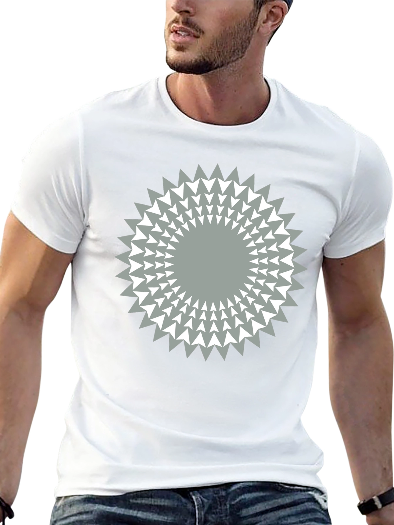 Geometric Starburst Graphic Tee - Modern Casual