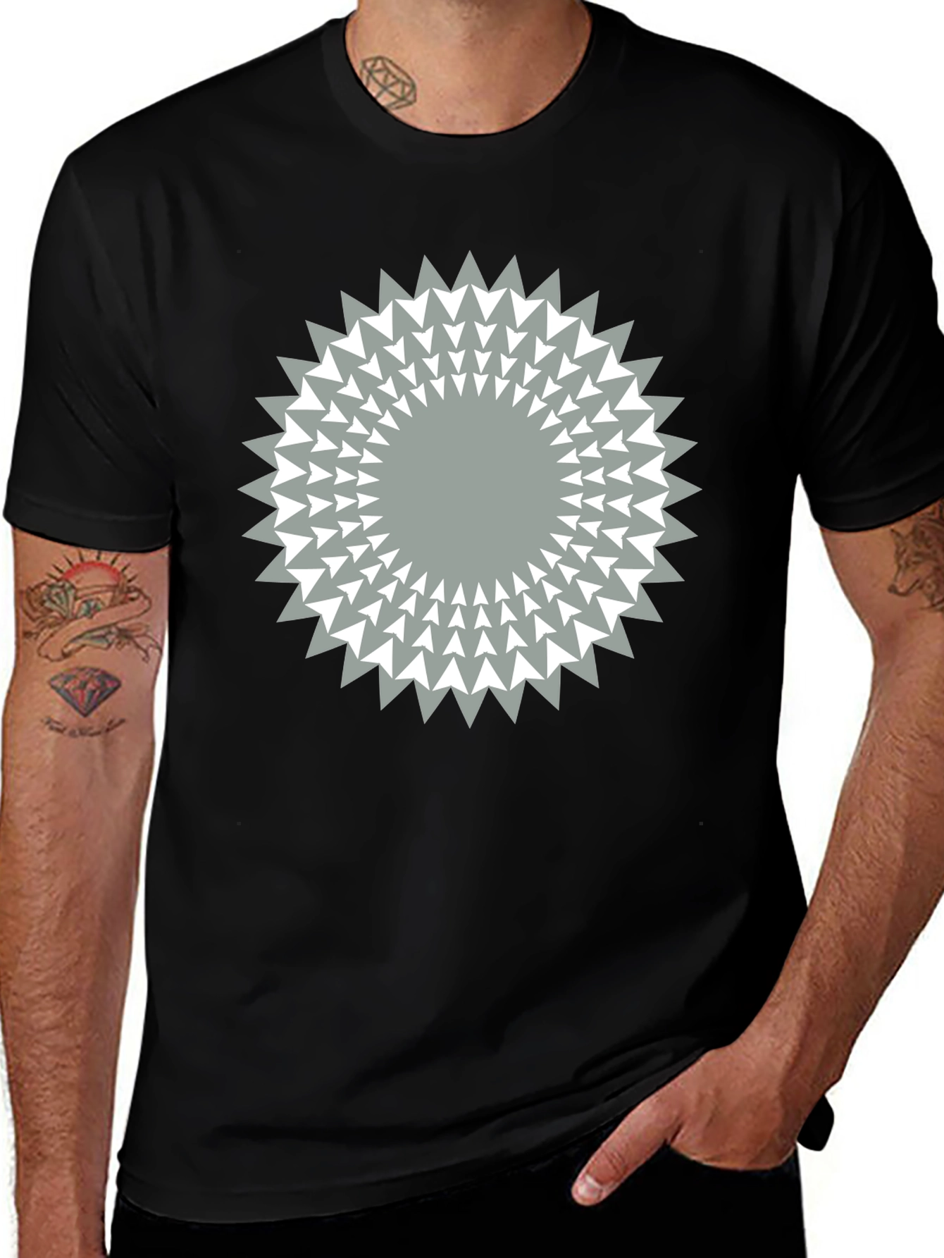 Geometric Starburst Graphic Tee - Modern Casual