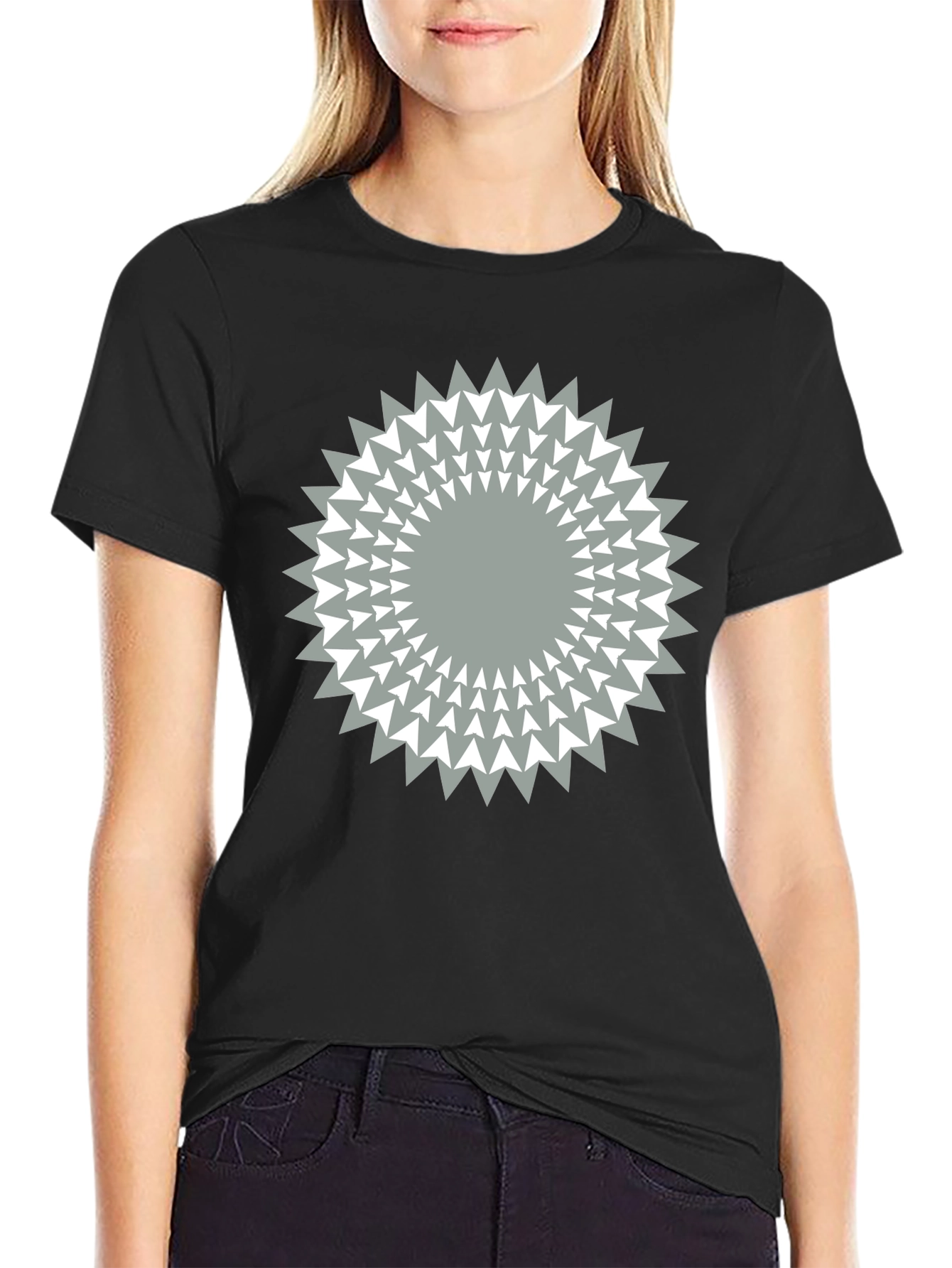 Geometric Starburst Graphic Tee - Modern Casual