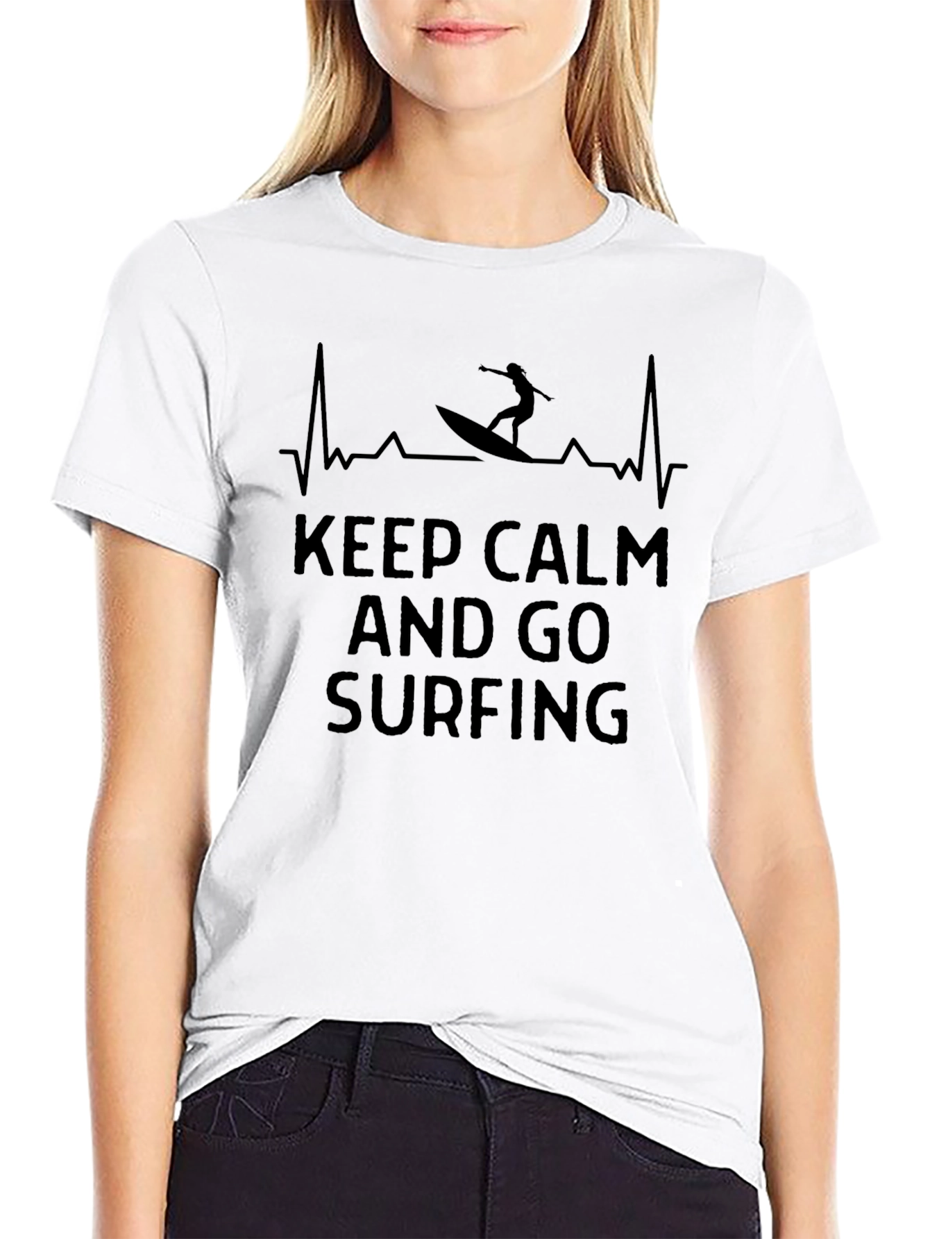 Keep Calm and Go Surfing Black T-Shirt